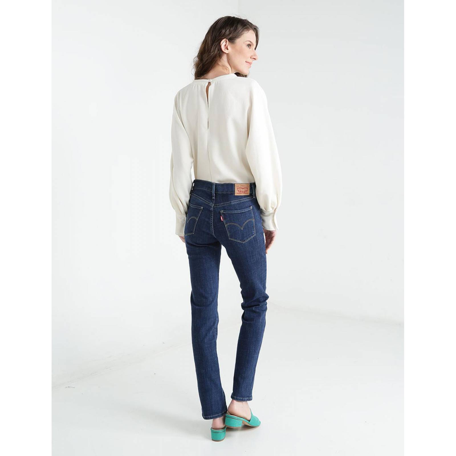 Jeans straight Levis 314 lavado obscuro corte cintura para mujer Azul 31-32 