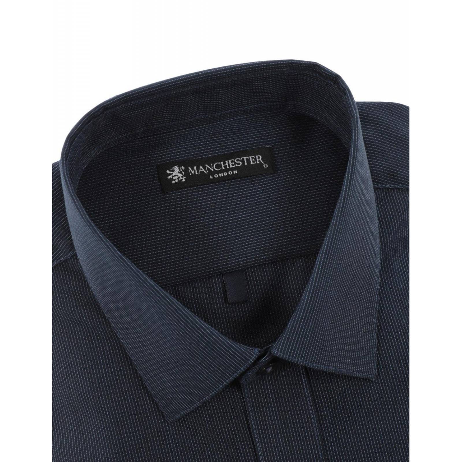 Camisa de vestir Manchester manga larga para hombre Azul marino 15 2-3 