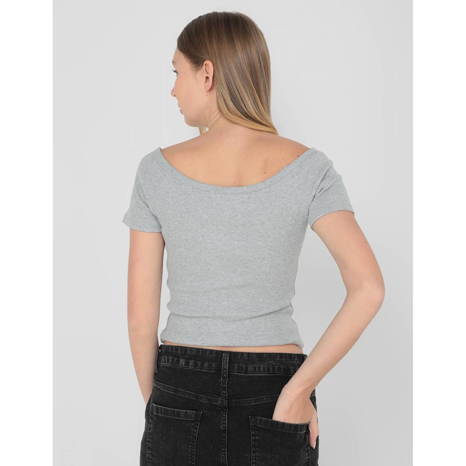 Blusa Thats It manga corta para mujer Gris claro M 
