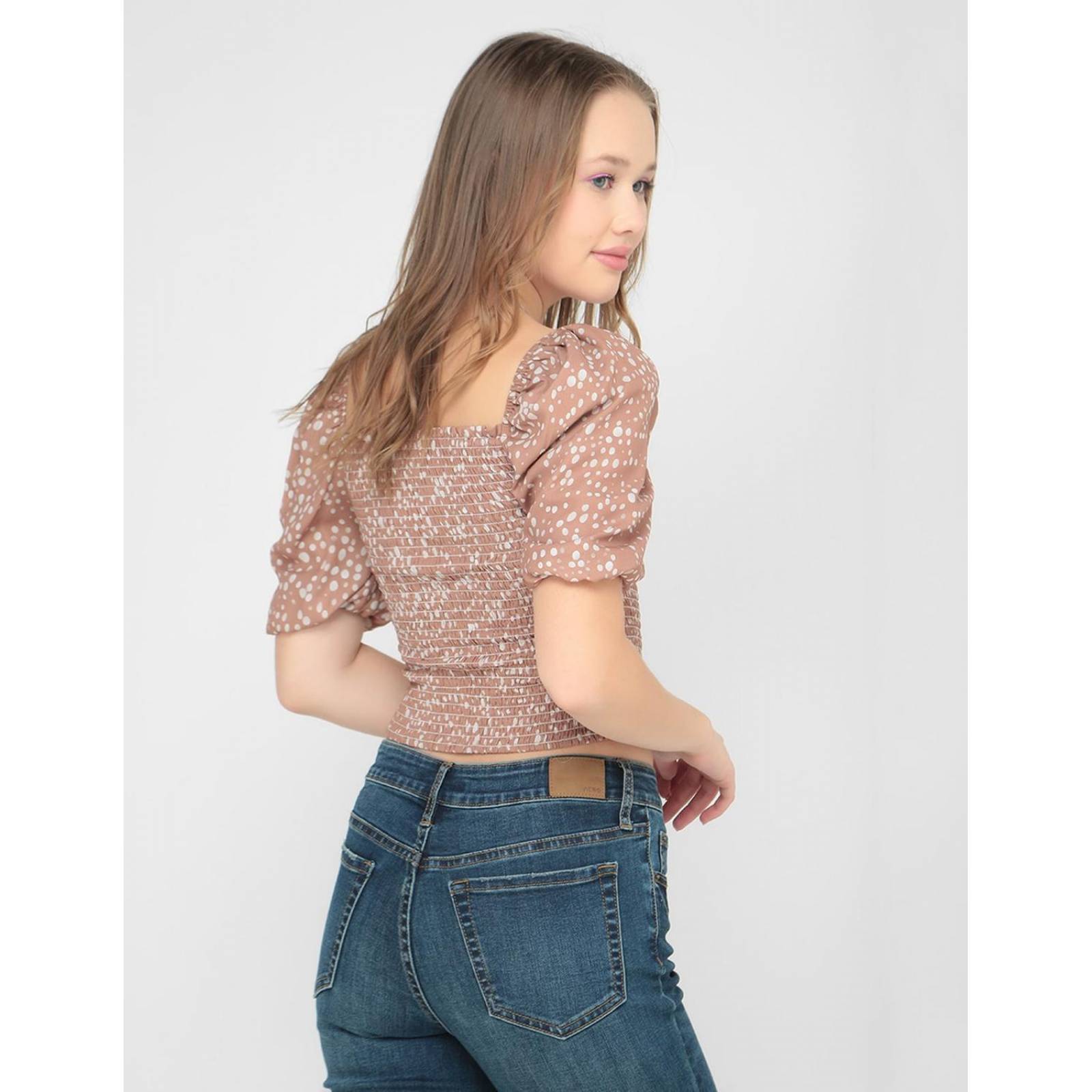 Blusa casual Aéropostale manga corta para mujer Café XCH 