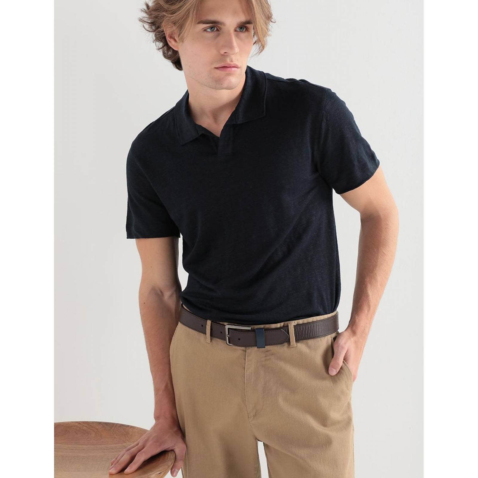 Playera tipo polo para hombre Azul marino G 