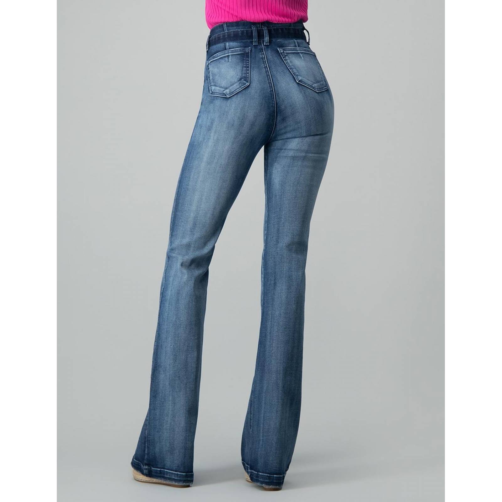 Jeans bota lavado claro corte cintura para mujer Azul 12 