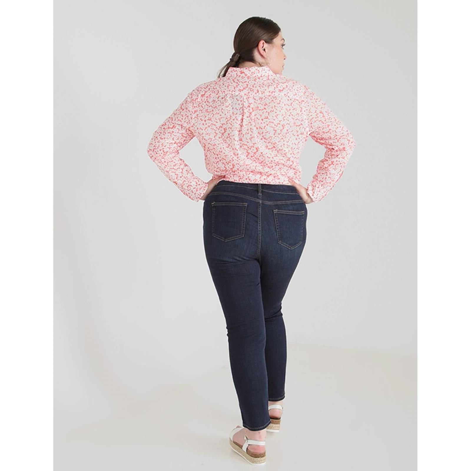 Jeans straight obscuro corte cintura mujer Azul medio 18 