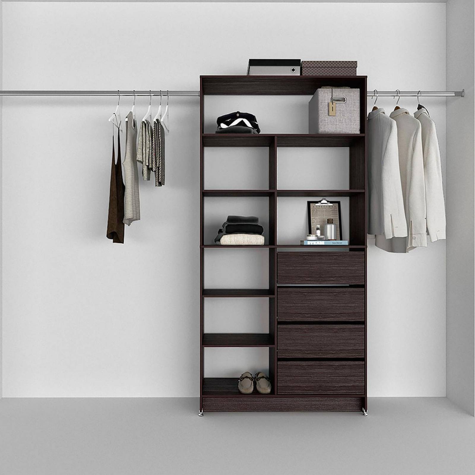 Closet 4 cajones con entrepañera 1.80 x 2.70 m x 39 cm café expresso