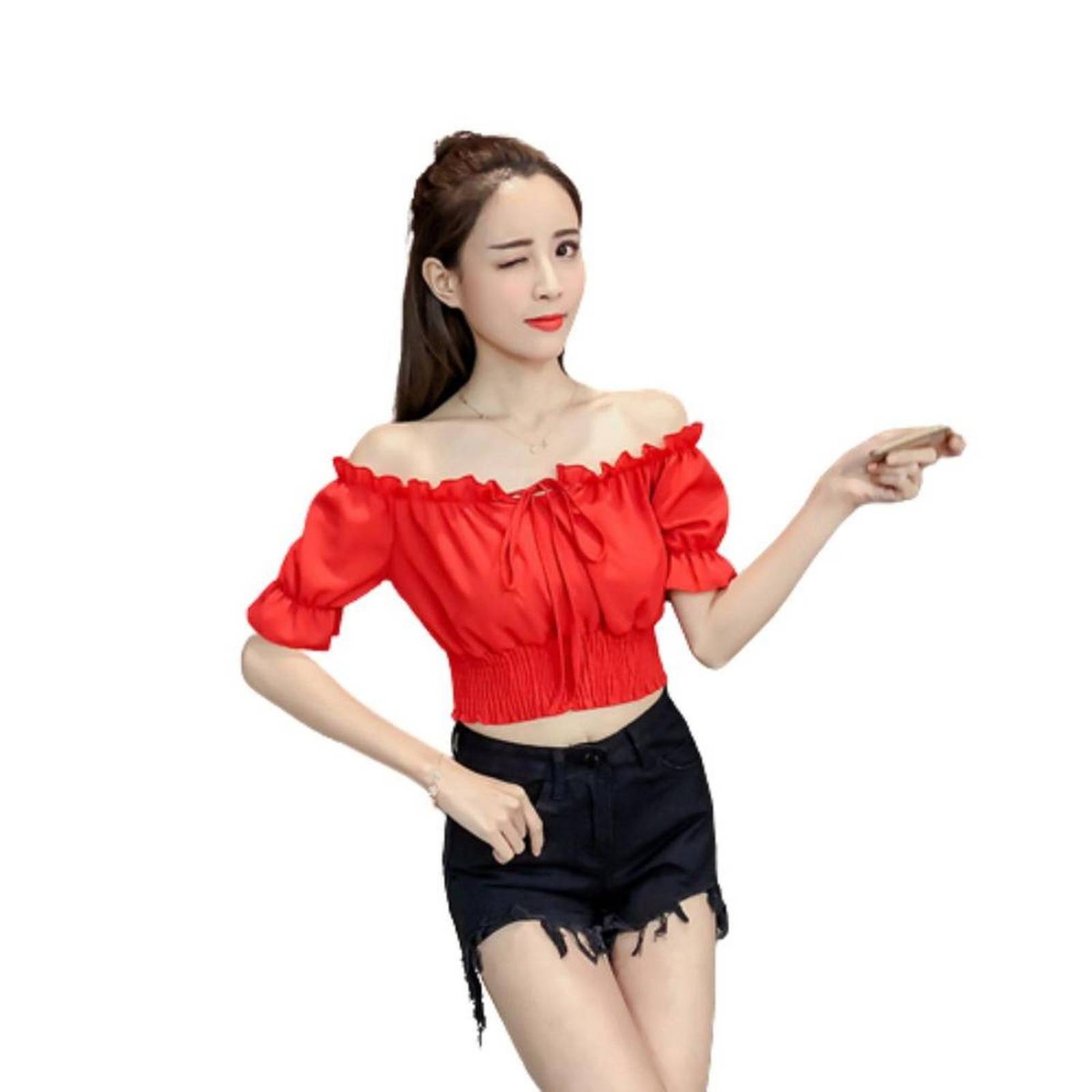 Blusa Para Mujer Hombros Descubiertos Manga Corta M-100