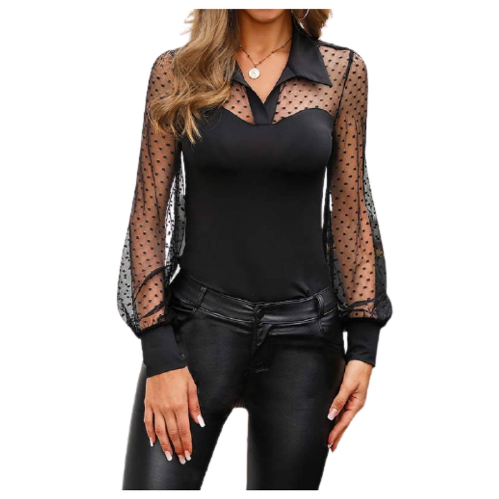 Blusa Sexy Manga Larga Transparente Para Mujer M-175 