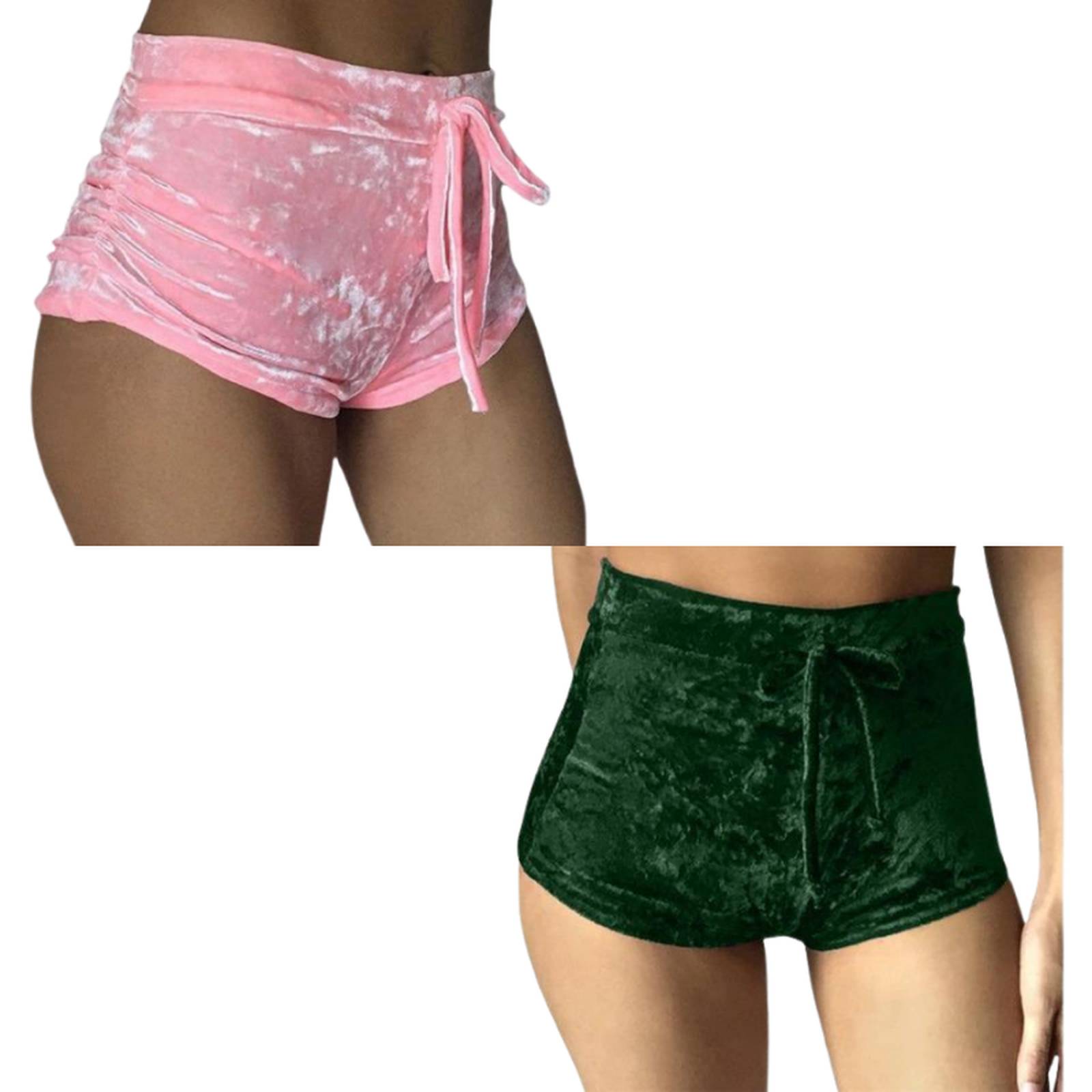 2 Shorts De Terciopelo Tela Suave Para Mujer