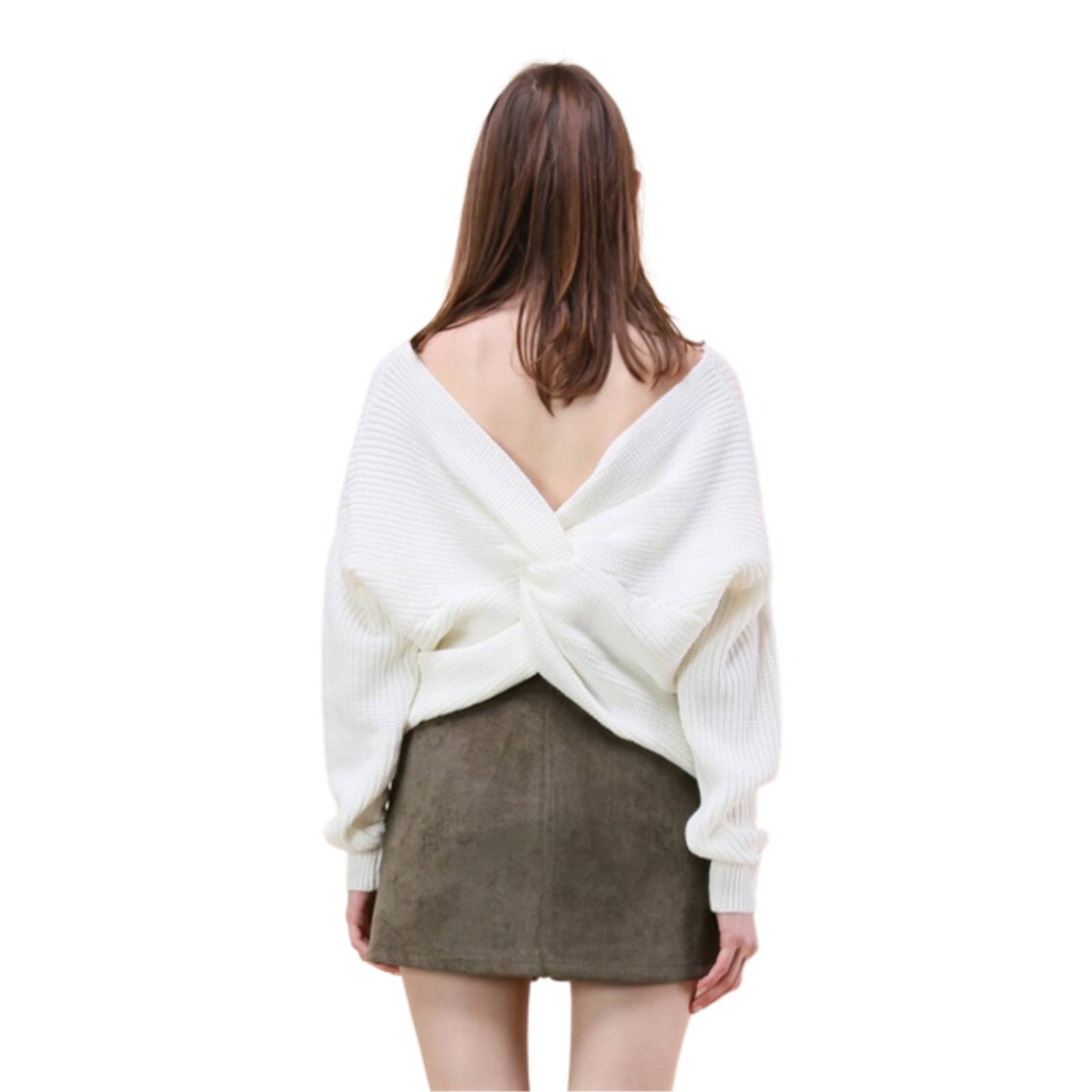 Suéter Con Nudo Espalda Descubierta Para Mujer M-205