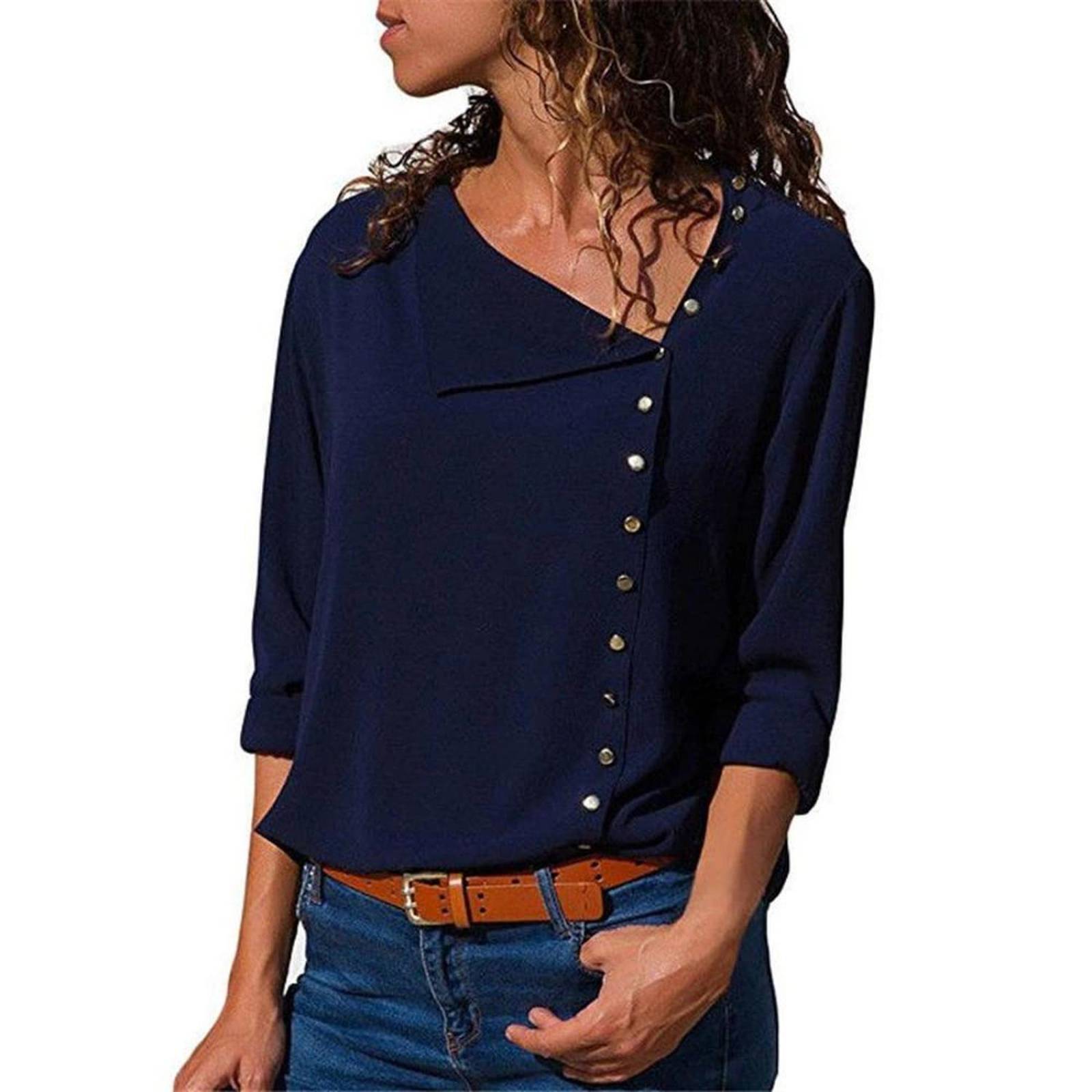 Blusa Elegante Para Mujer De Oficina Manga Larga M-115 
