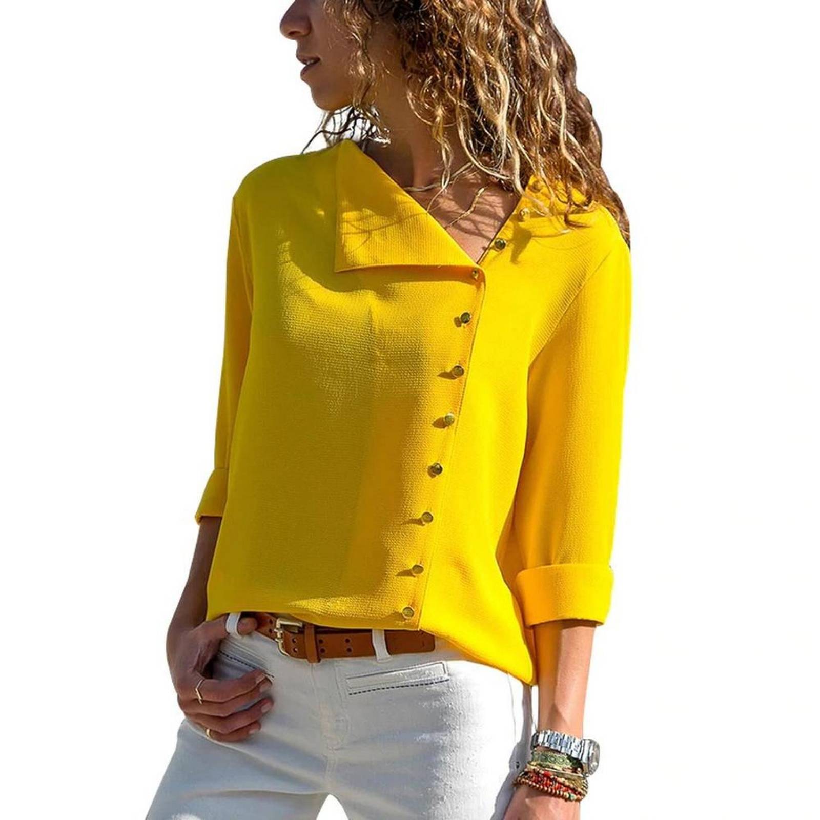 Blusa Elegante Para Mujer De Oficina Manga Larga M-115 
