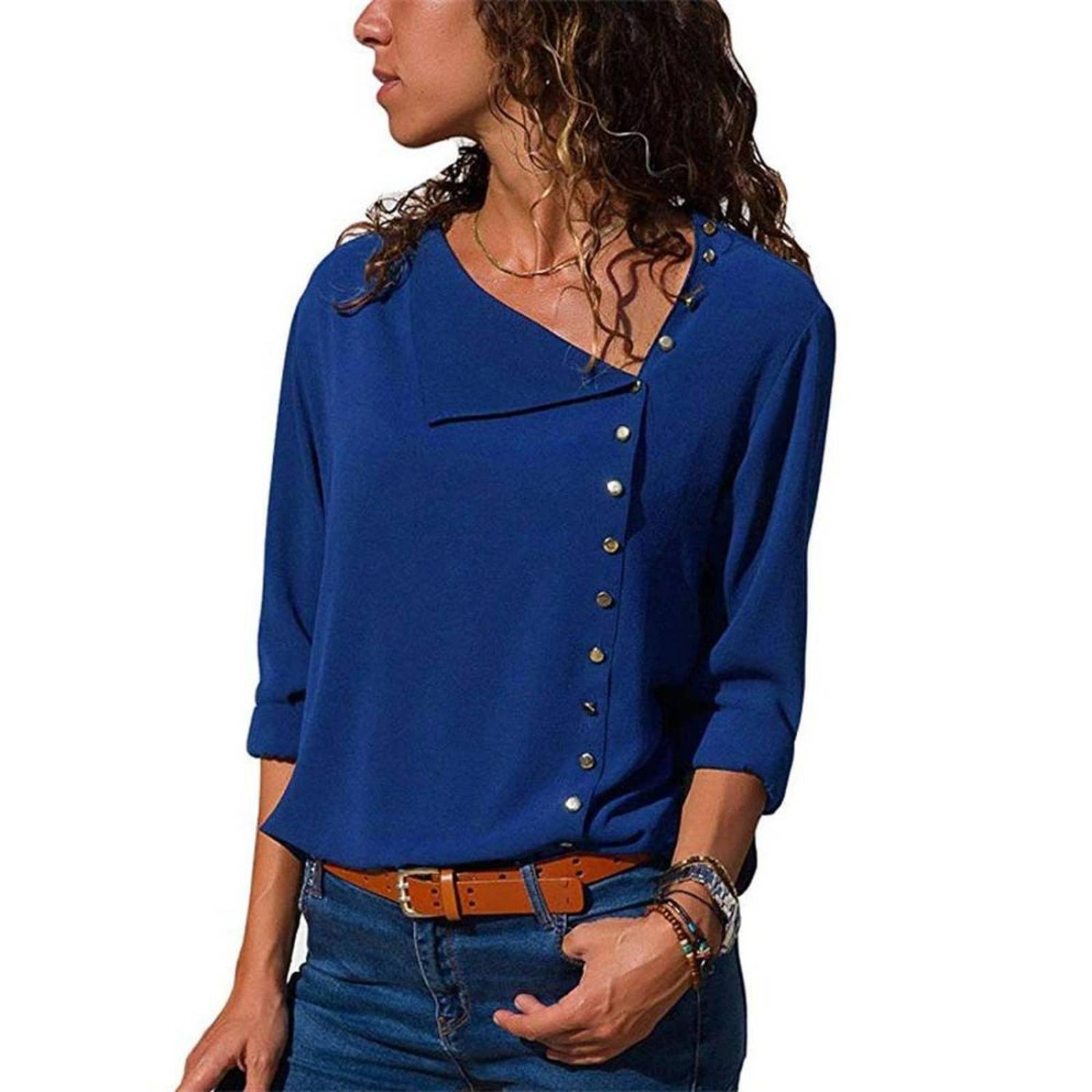 Blusa Elegante Para Mujer De Oficina Manga Larga M-115 