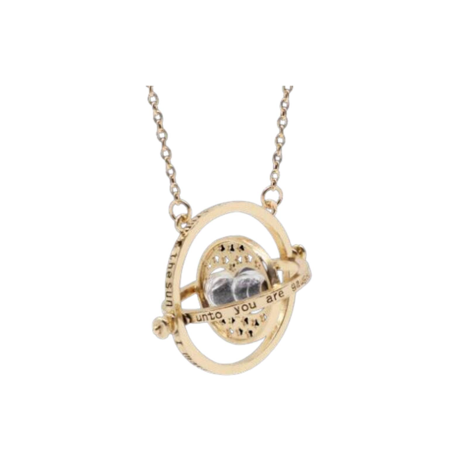 Collar Giratiempo Dije Reloj De Arena Dorado M-644 