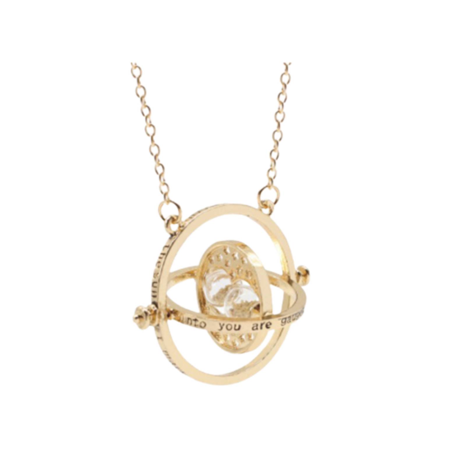 Collar Giratiempo Dije Reloj De Arena Dorado M-644 