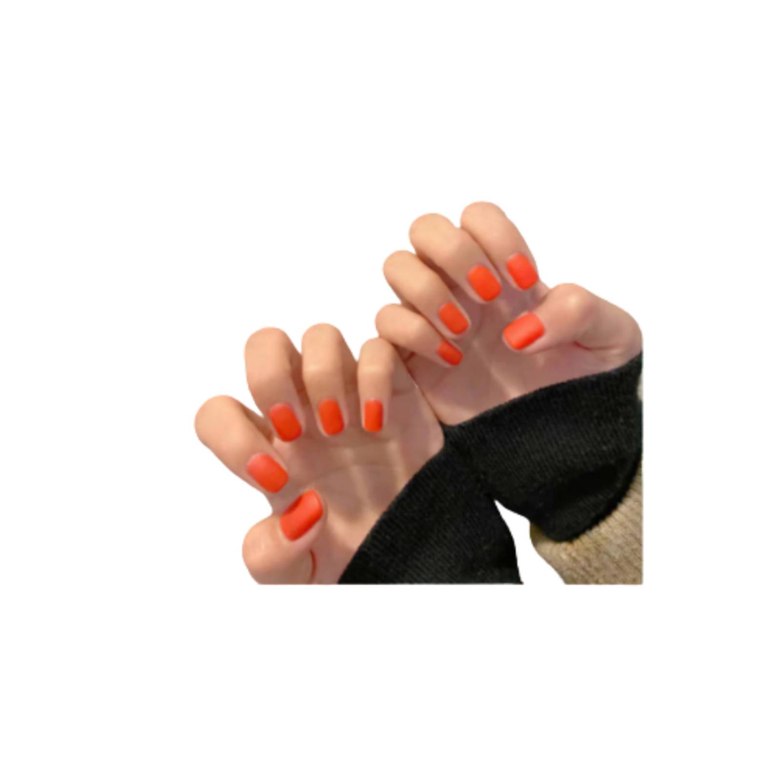 Set 24 Uñas Postizas Acrílicas Cortas Color Mate M-661 Naranja