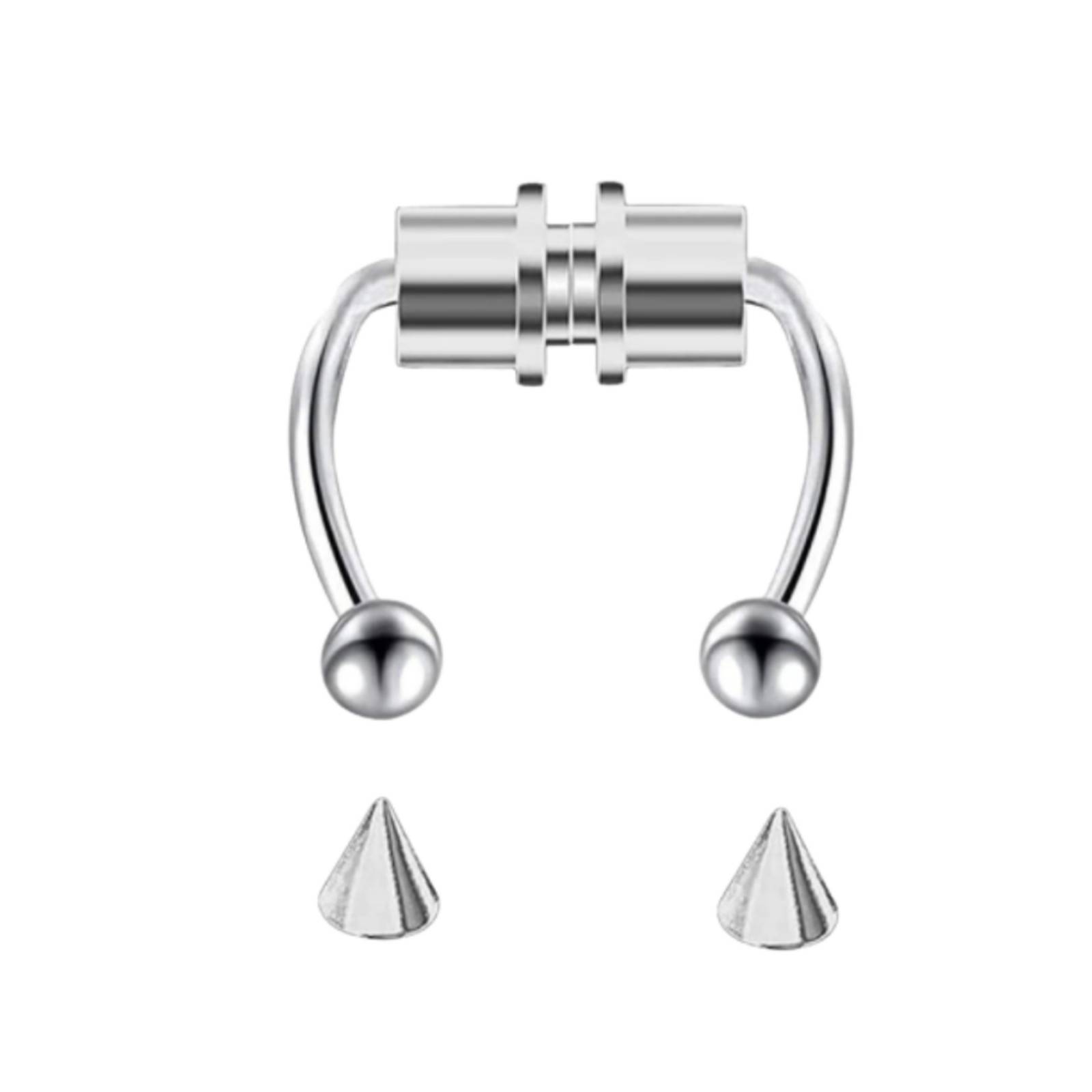 Aretes Piercing Para Nariz Magnético Reutilizable M-642 Plateado