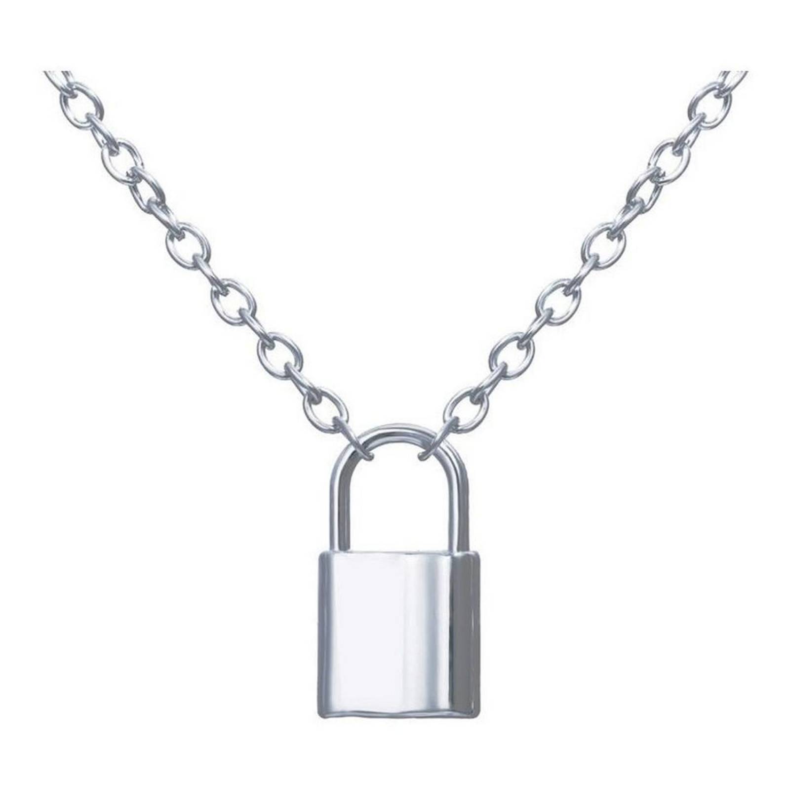 Collar Con Dije Candado Estilo Minimalista A-006 Plateado