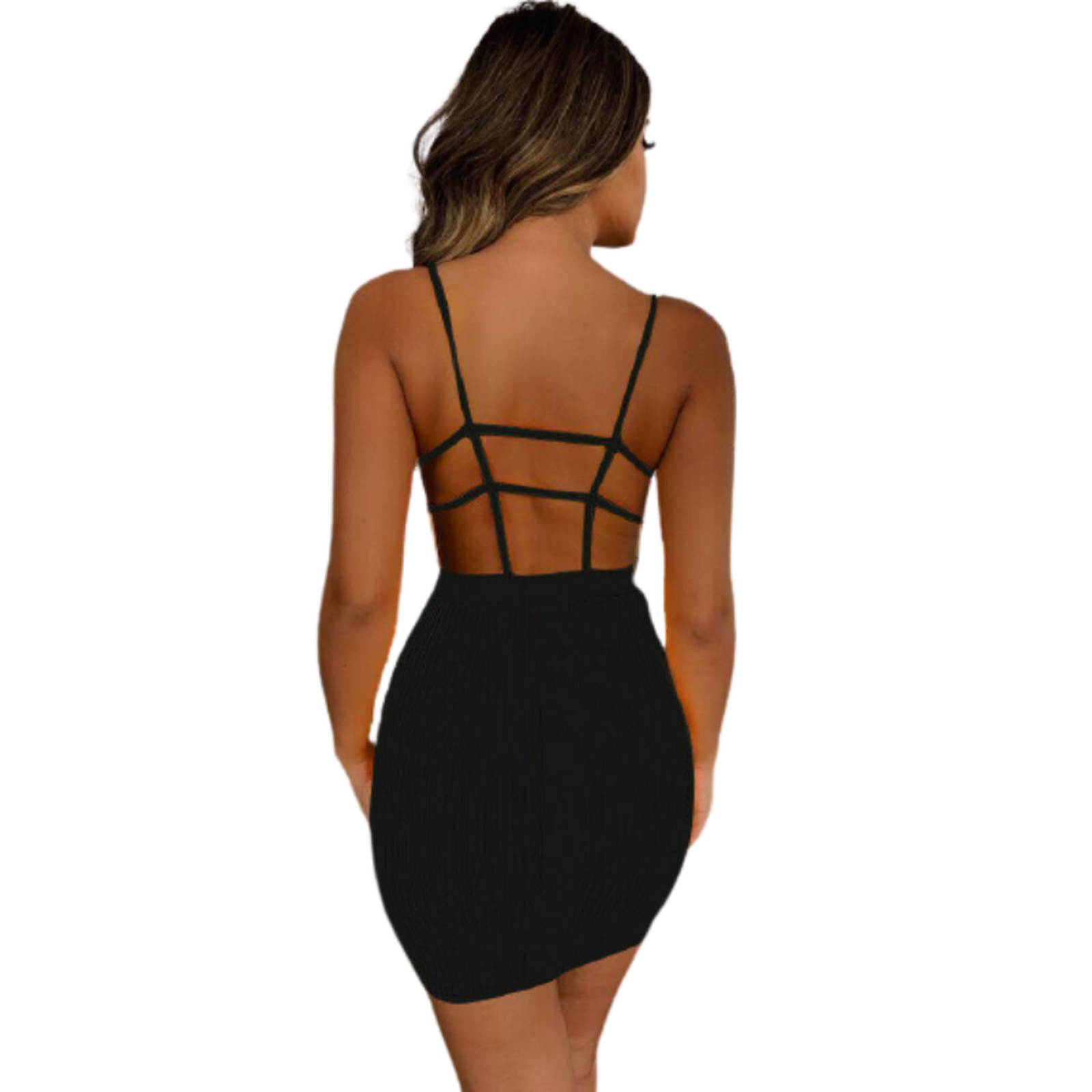 Vestido Amarillo Negro Moda Dama V-104
