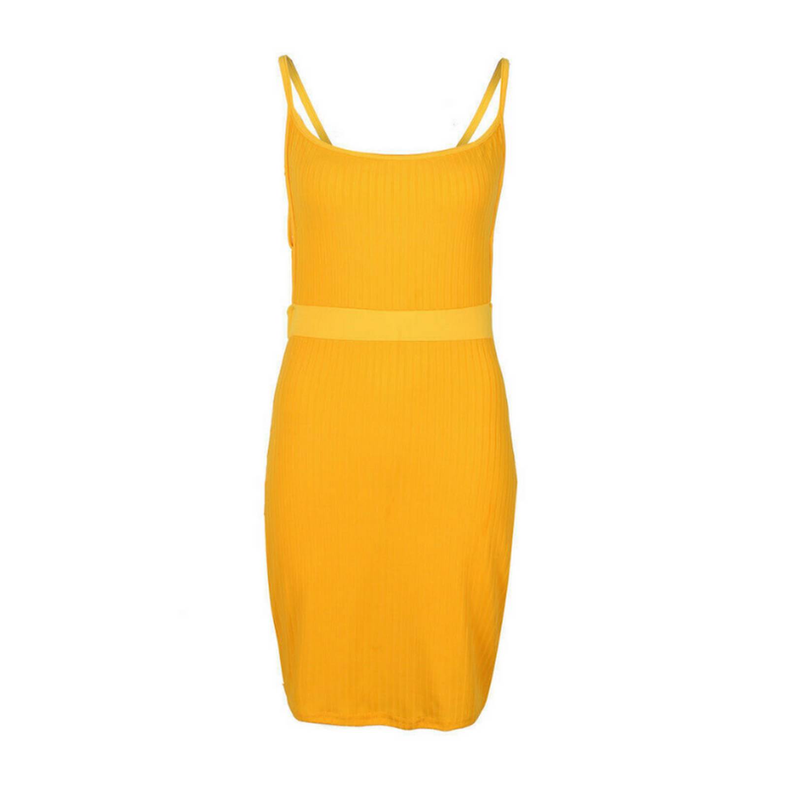 Vestido Amarillo Negro Moda Dama V-104