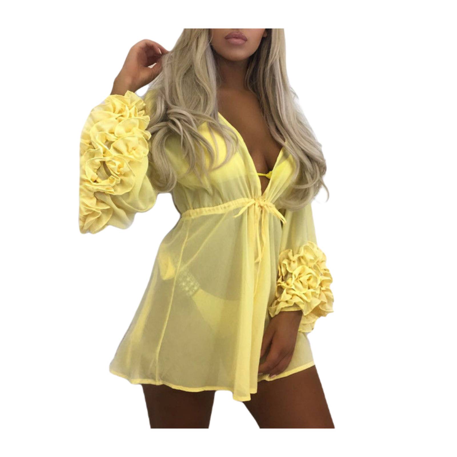 Vestido Pareo Playero Cubre Bikini Manga Abombada M-656