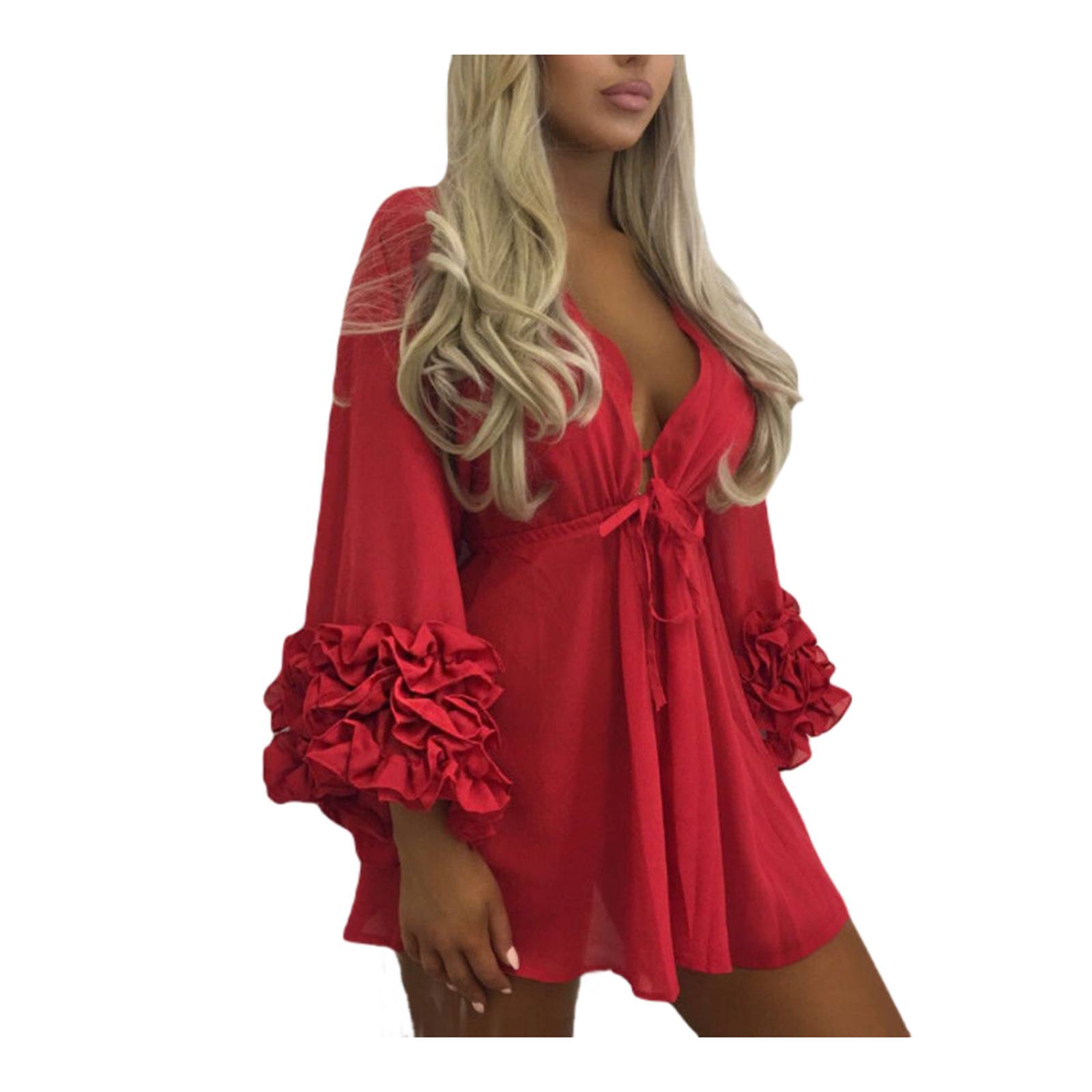 Vestido Pareo Playero Cubre Bikini Manga Abombada M-656