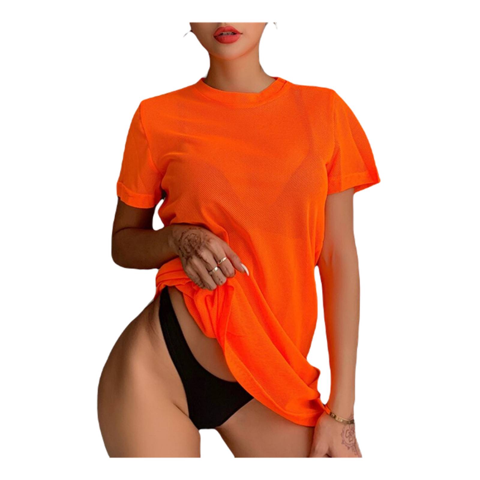 Vestido Playero Sexy Transparente Colores Neón Dama M-337 