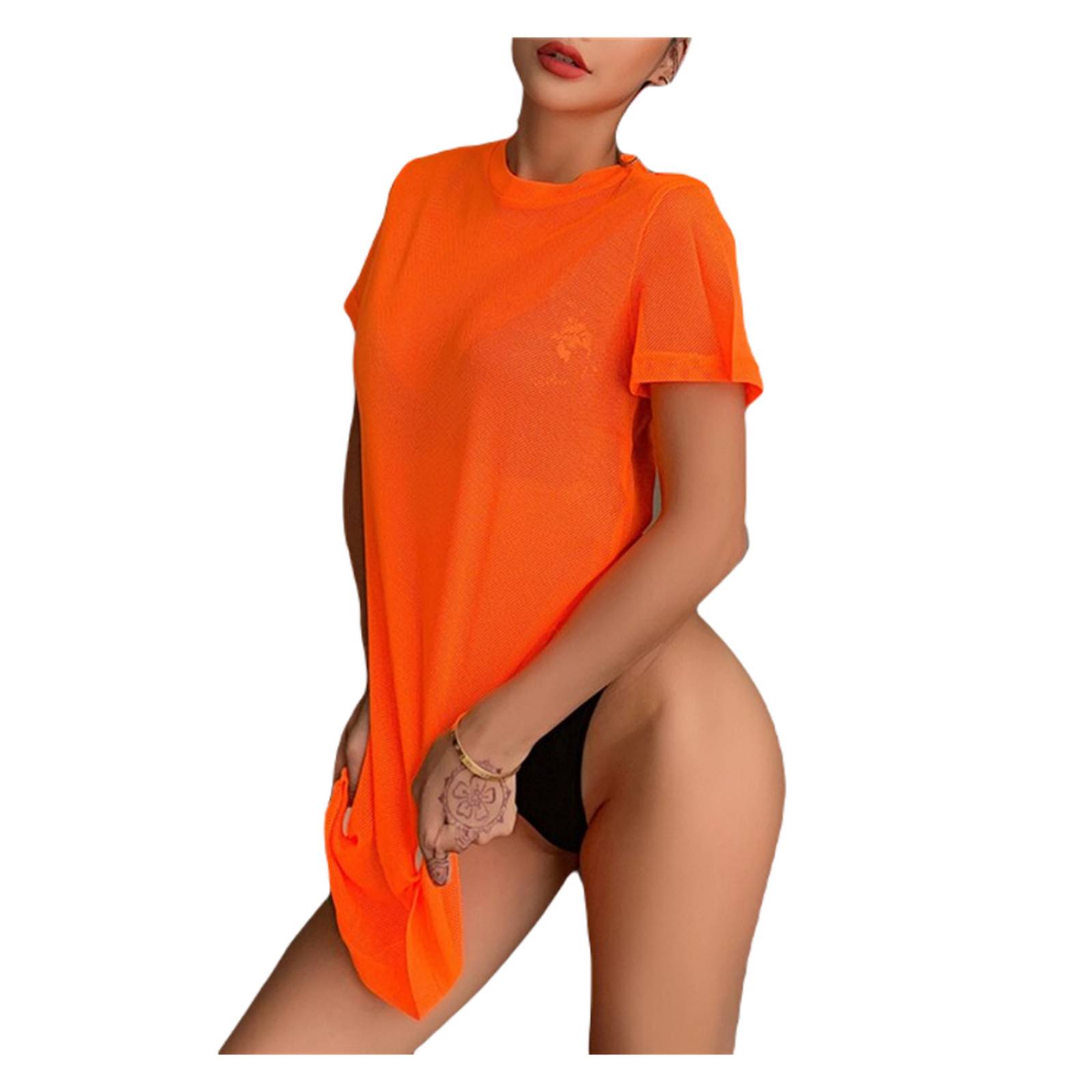 Vestido Playero Sexy Transparente Colores Neón Dama M-337 