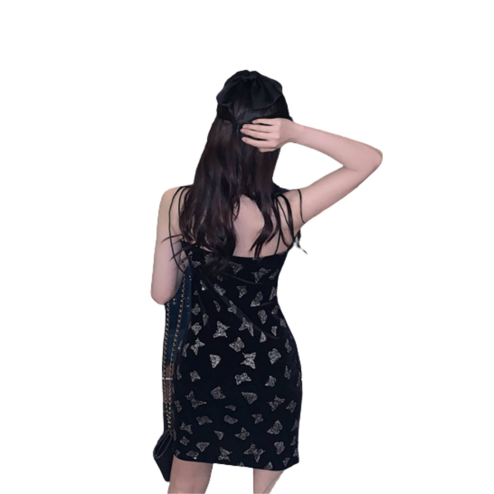 Vestido Sexy Corto Tirantes Finos Mariposa M-906 