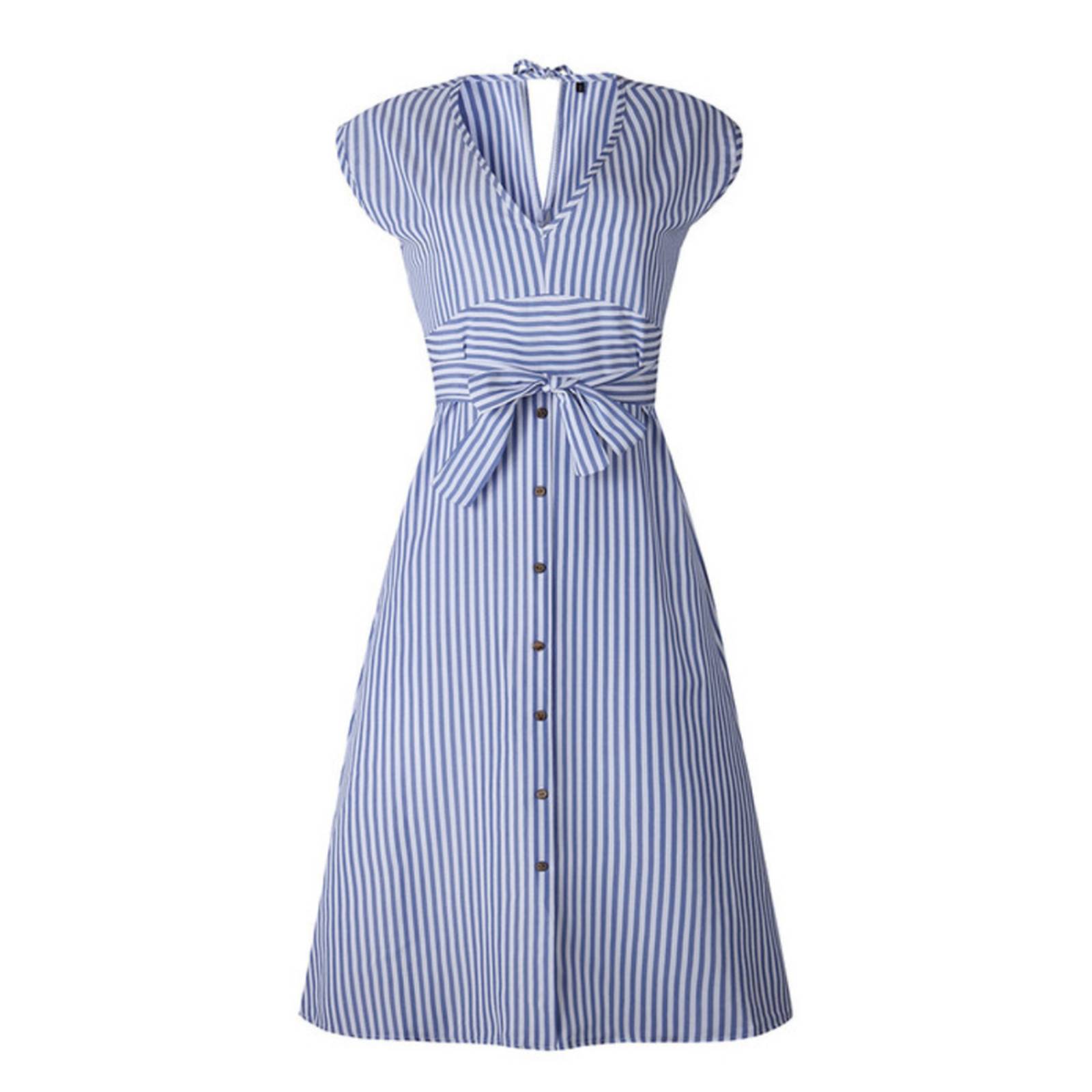 Hermoso Vestido Midi Vintage Cuello V Corte Imperial Mpb-517 