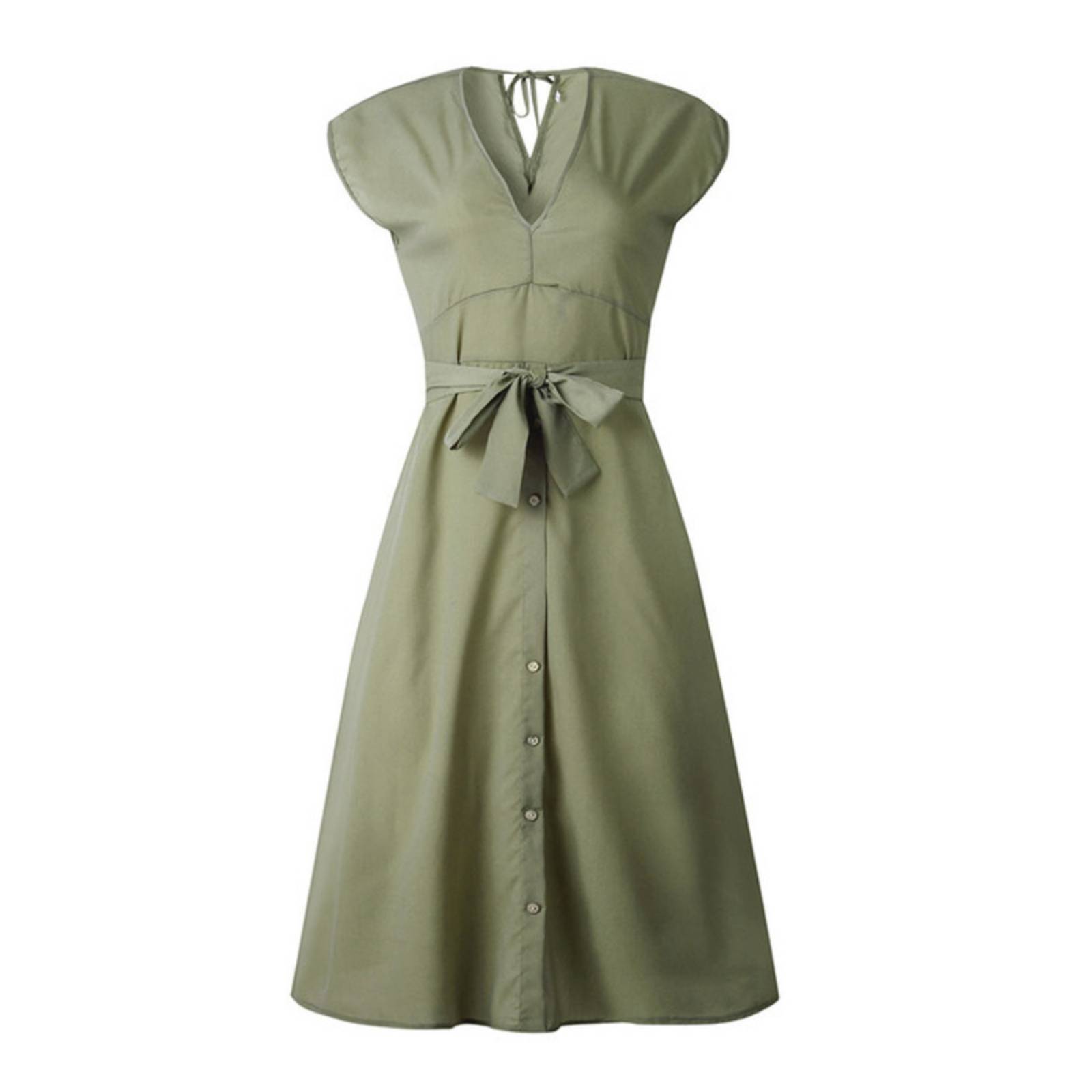 Hermoso Vestido Midi Vintage Cuello V Corte Imperial Mpb-517 