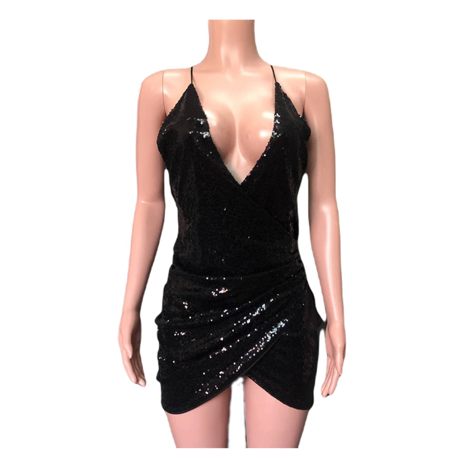 Vestido Sexy De Lentejuelas Escote Profundo Dama M-312 