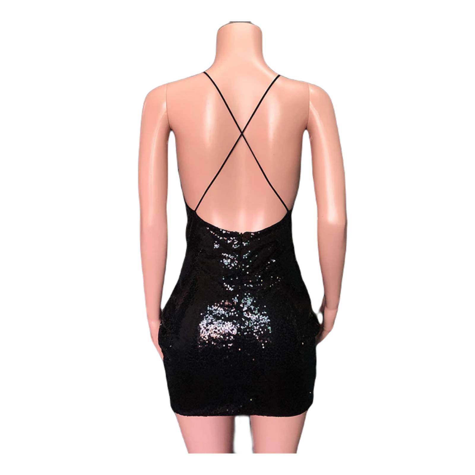 Vestido Sexy De Lentejuelas Escote Profundo Dama M-312 