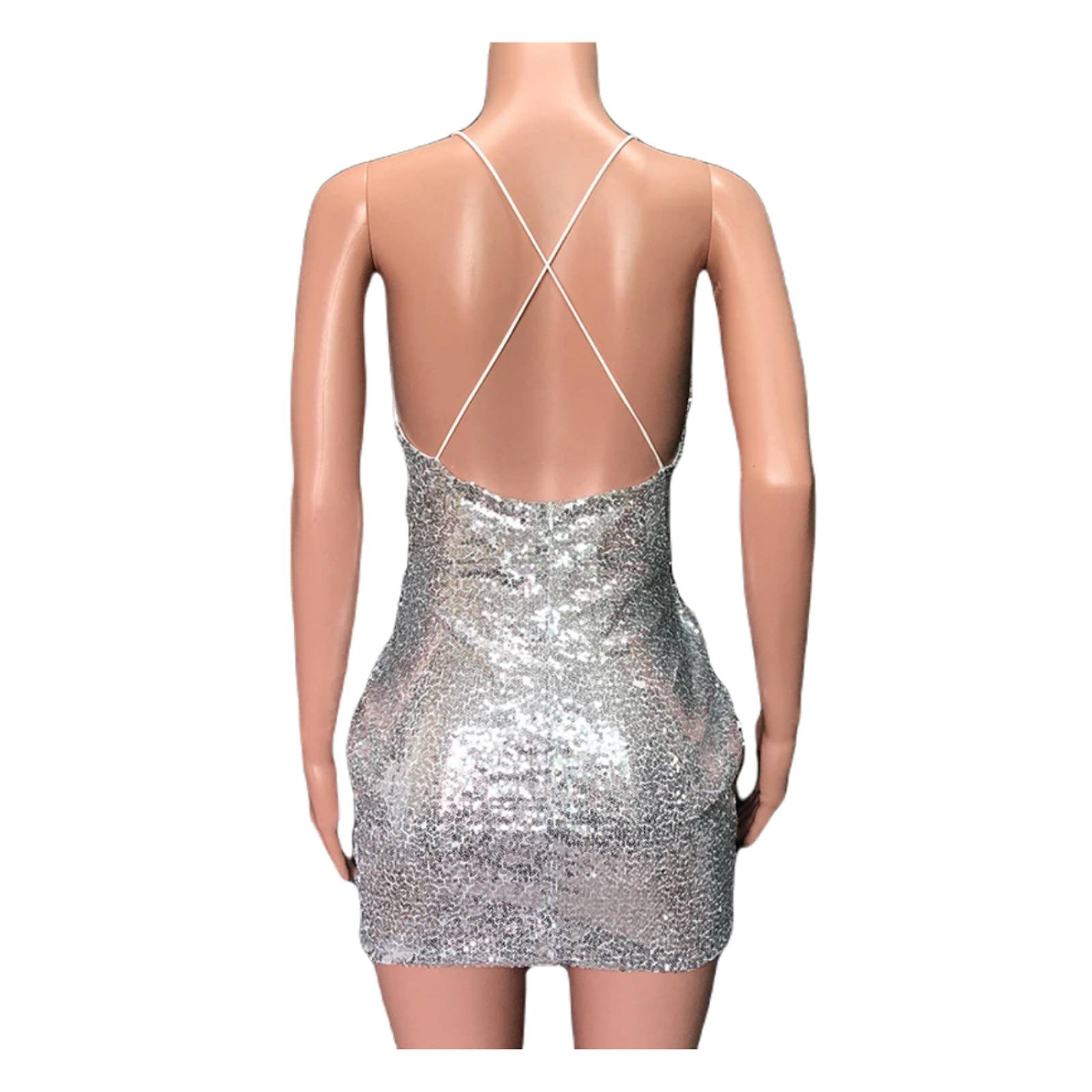 Vestido Sexy De Lentejuelas Escote Profundo Dama M-312 