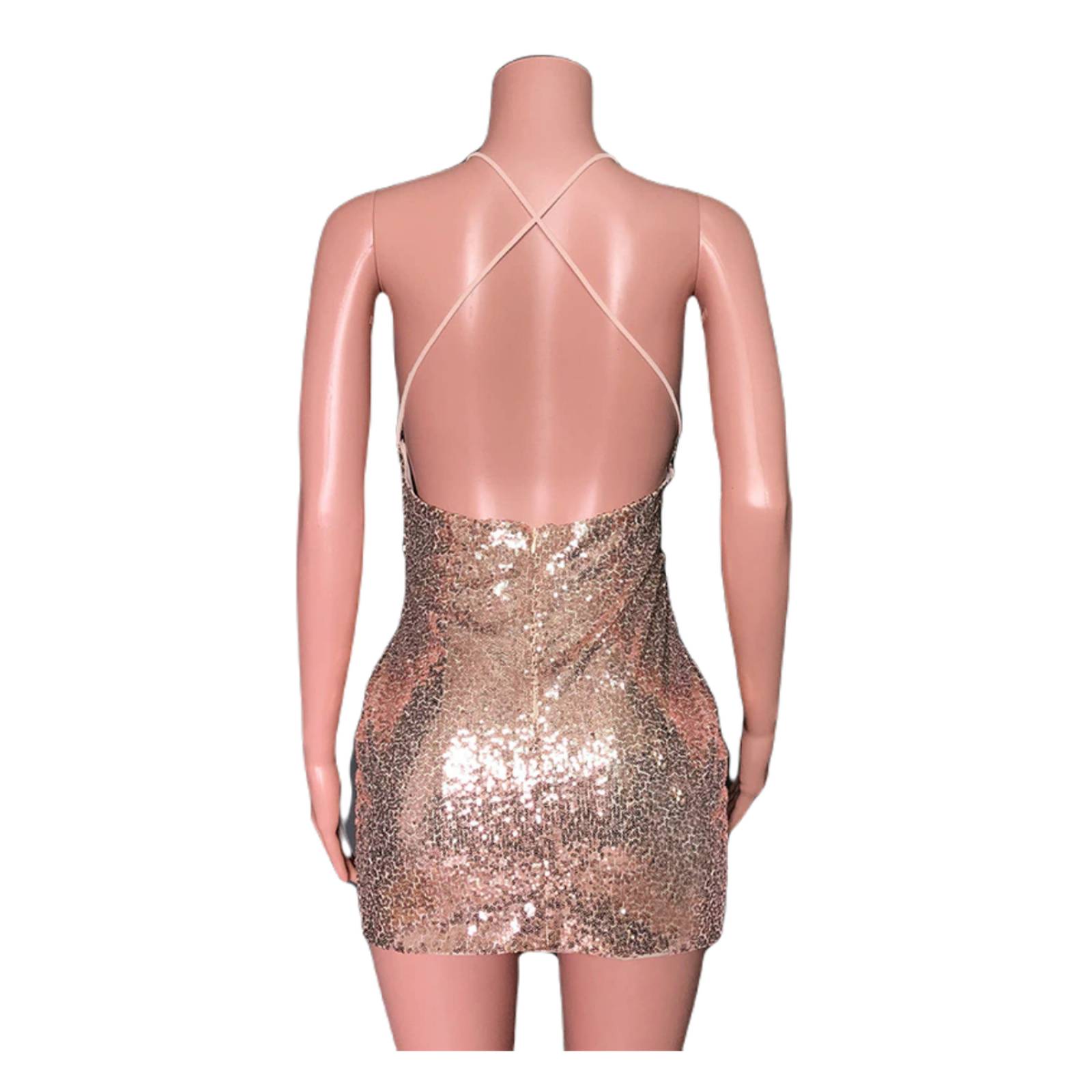 Vestido Sexy De Lentejuelas Escote Profundo Dama M-312 