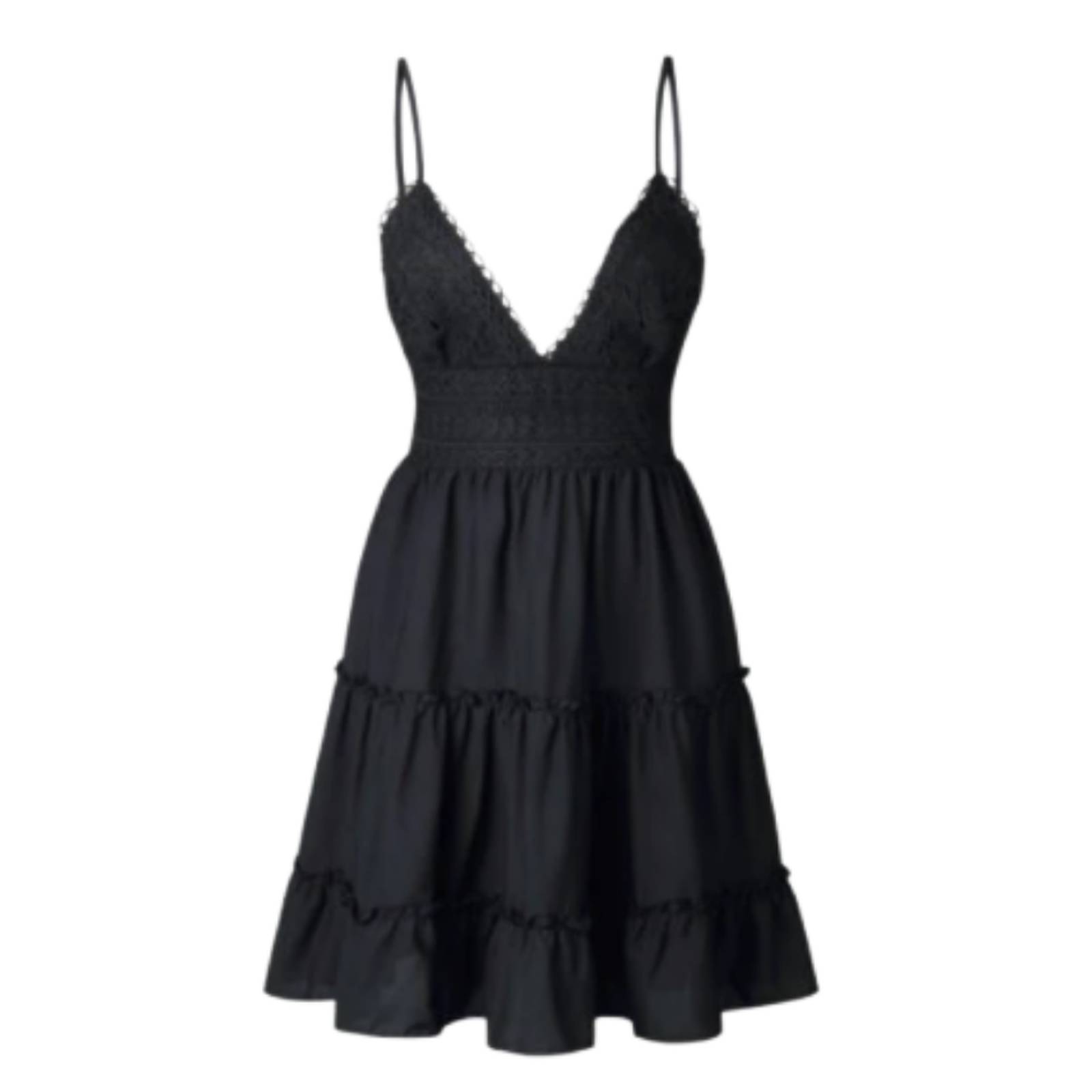 Vestido Corto Bohemio Encaje Cuello V Para Mujer M-036 