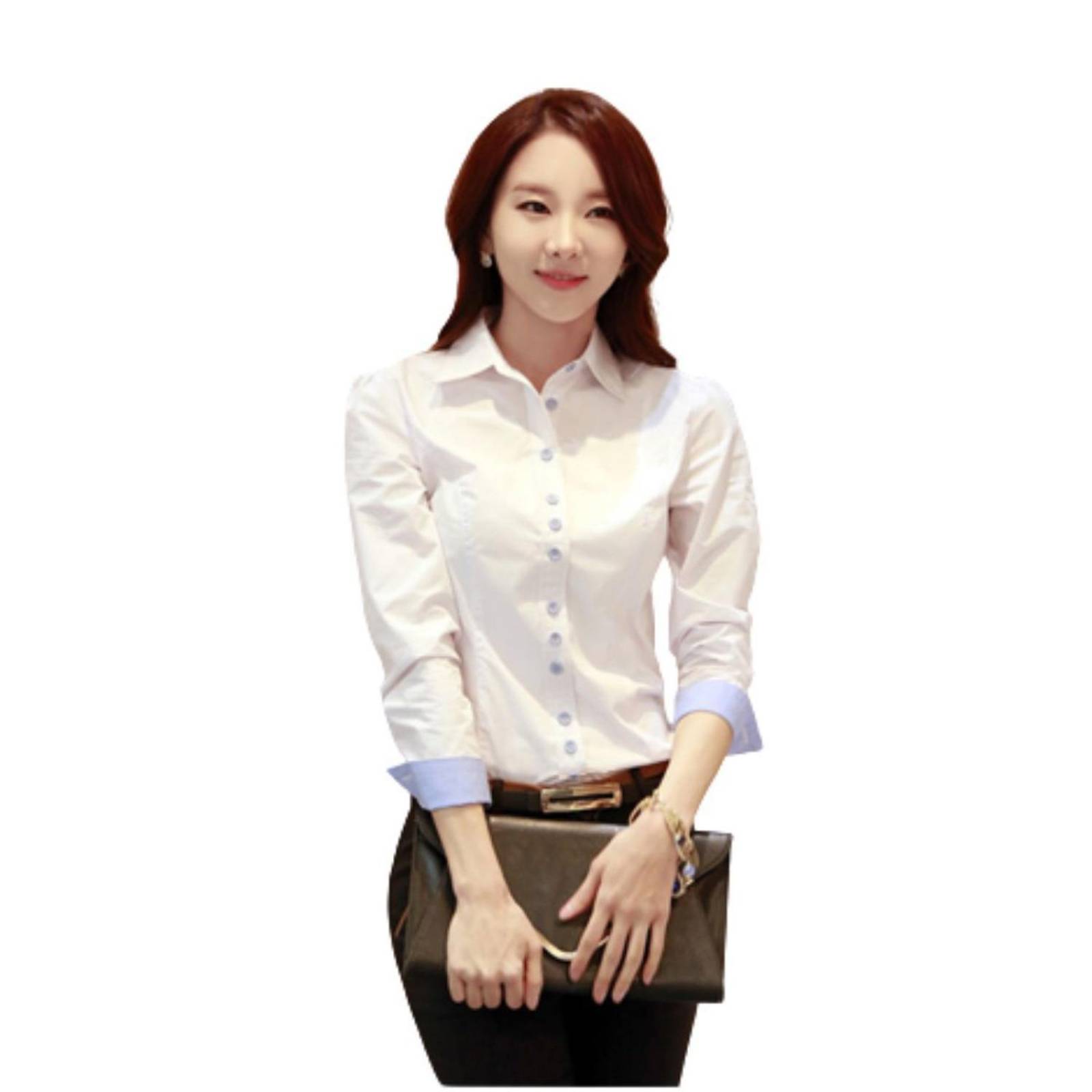 Camisa Para Dama Elegante Manga Larga Blanca M-932