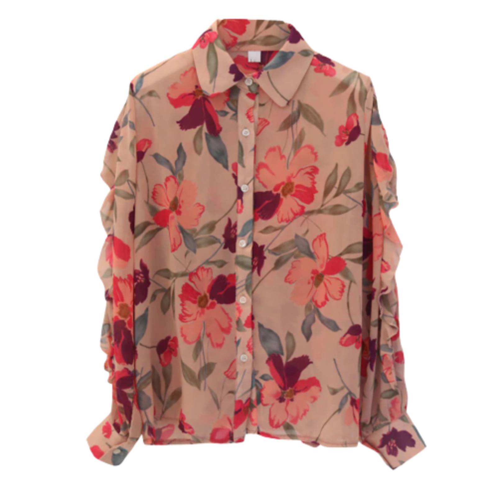 Blusa Con Estampado De Flores Manga Larga Para Mujer M-041