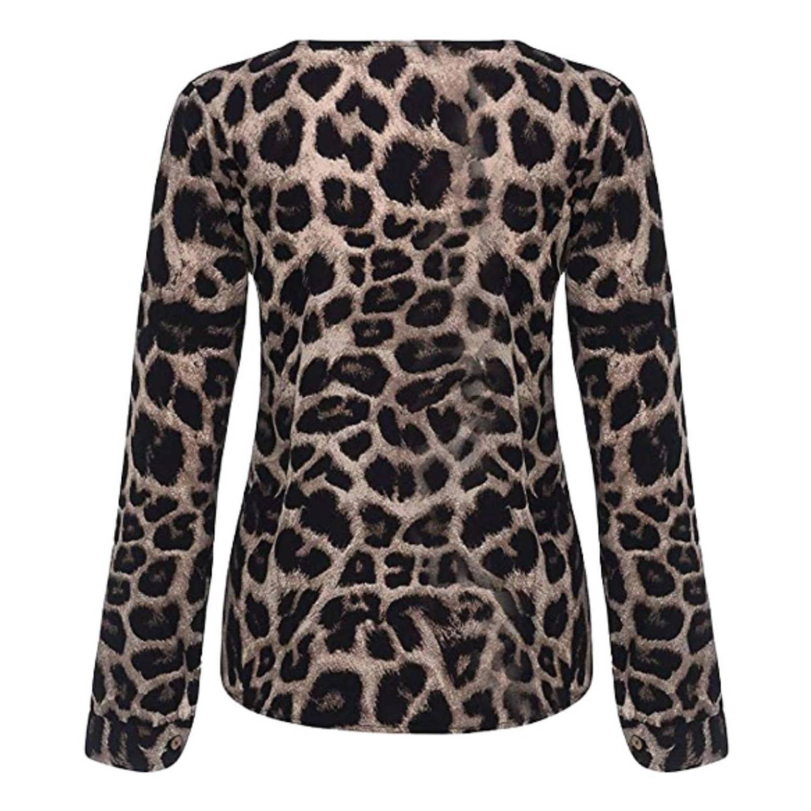 Blusa Holgada Estampado Leopardo Manga Larga Para Mujer M-04 