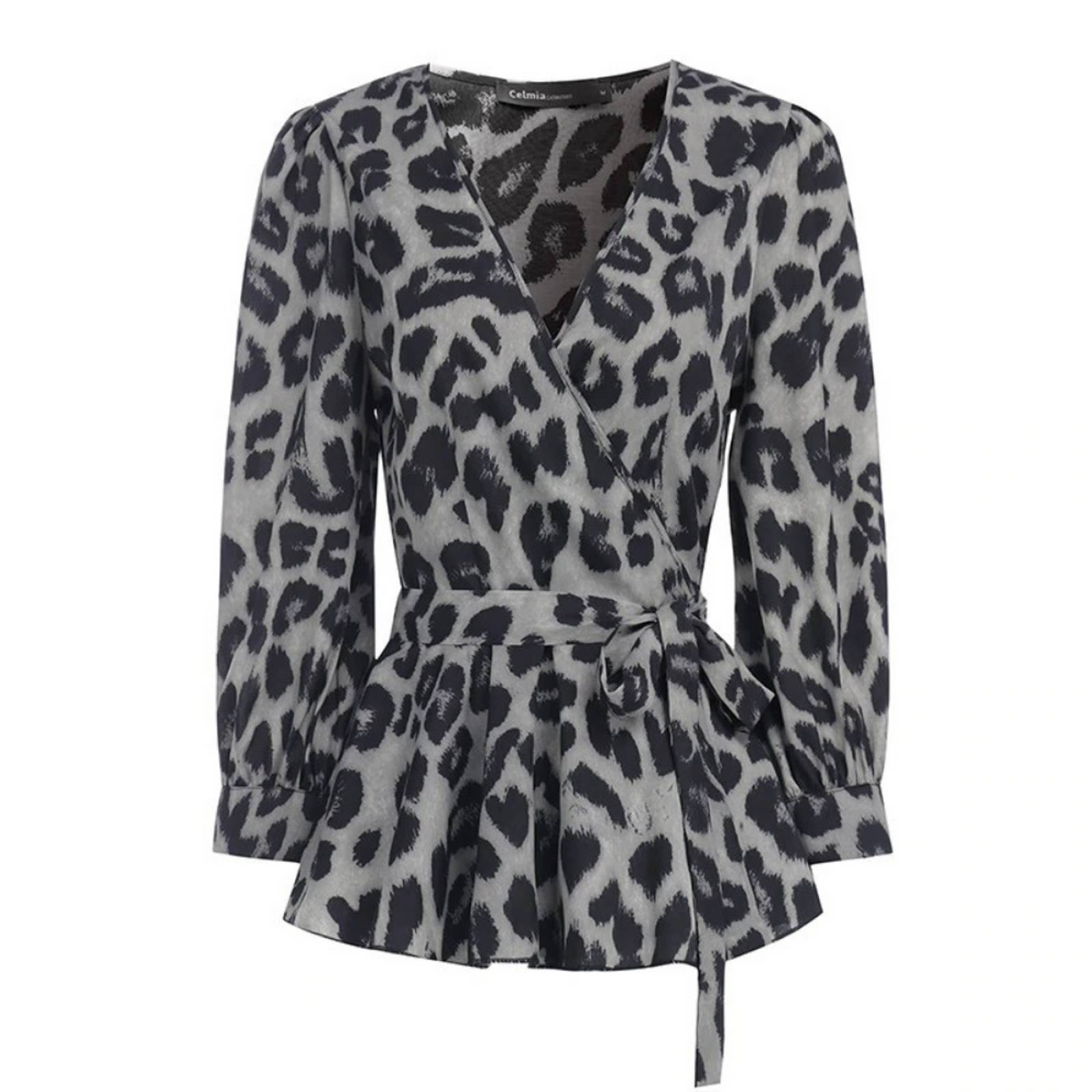 Blusa Con Estampado Leopardo Oficina Escote Cuello En V Para 