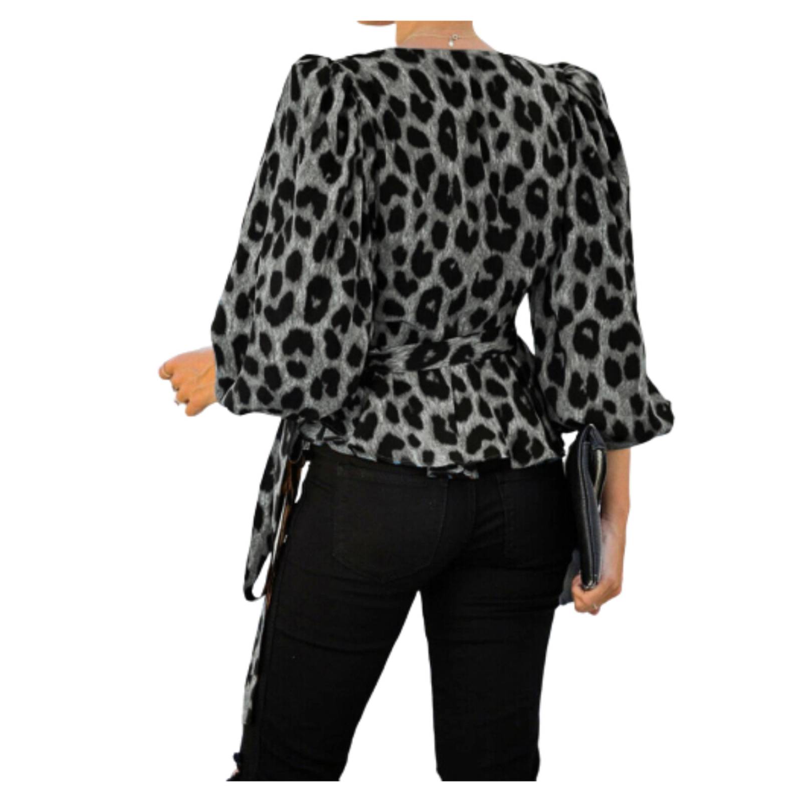 Blusa Con Estampado Leopardo Oficina Escote Cuello En V Para 