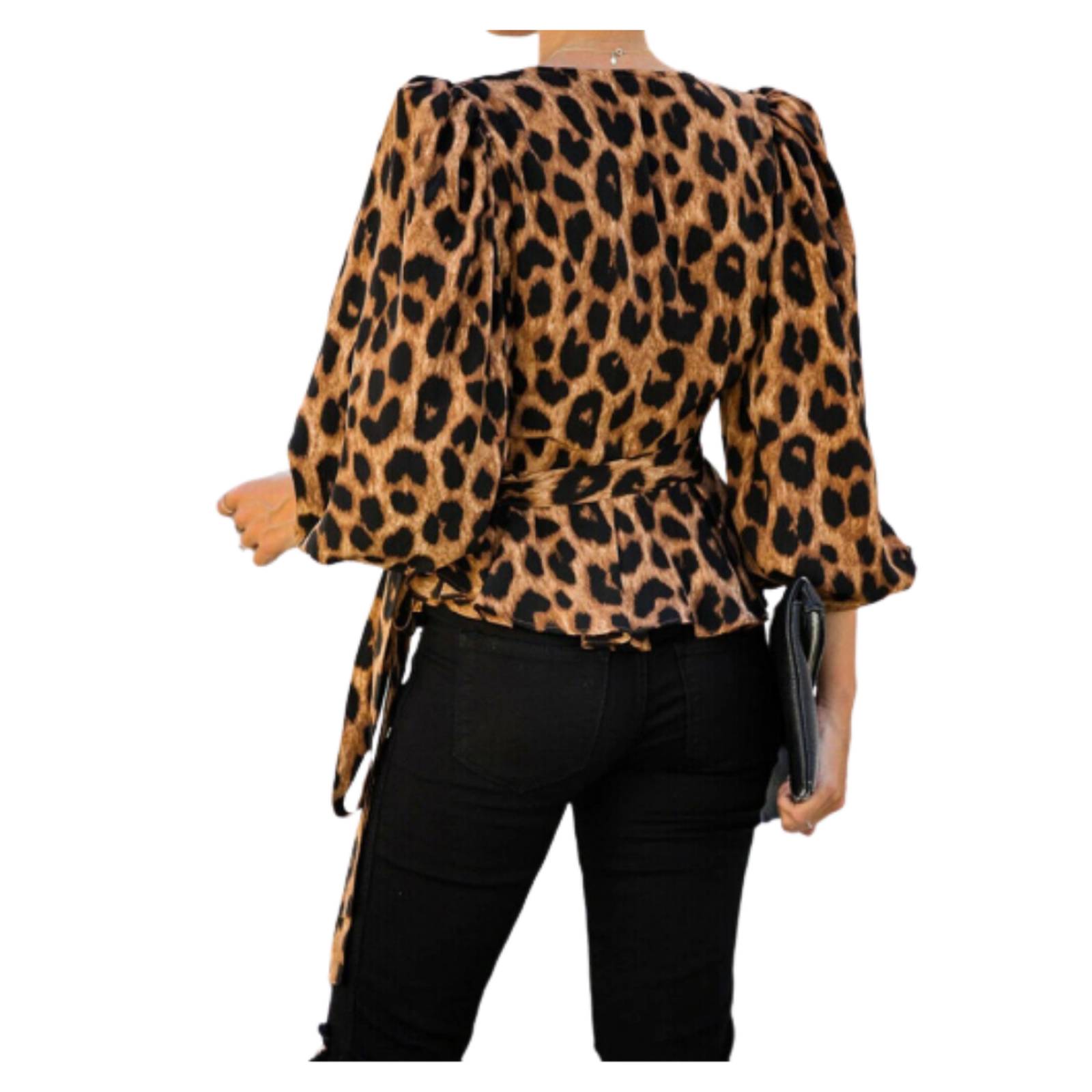 Blusa Con Estampado Leopardo Oficina Escote Cuello En V Para 