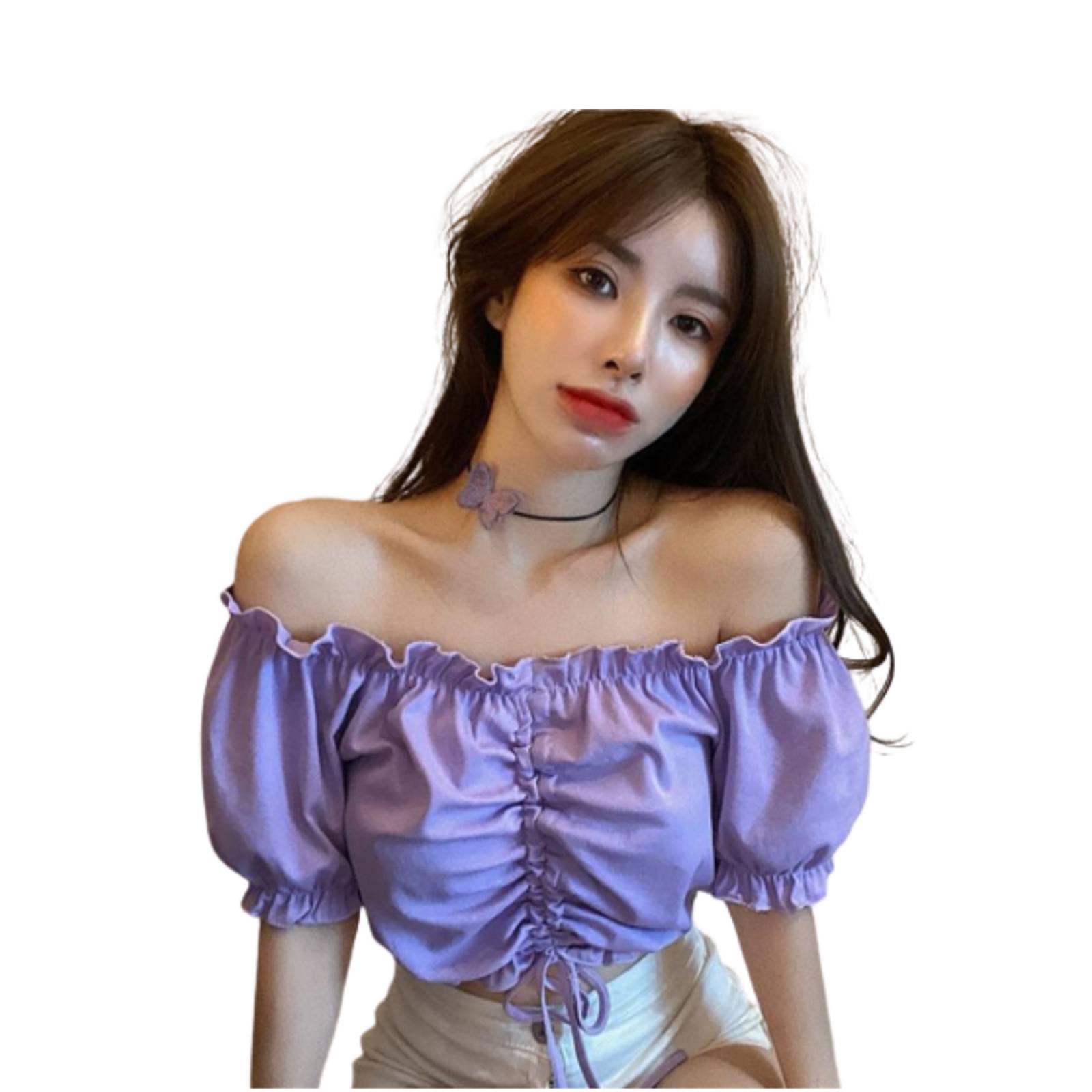 Blusa Crop Top Con Volantes Moda Mujer Verano M-065 