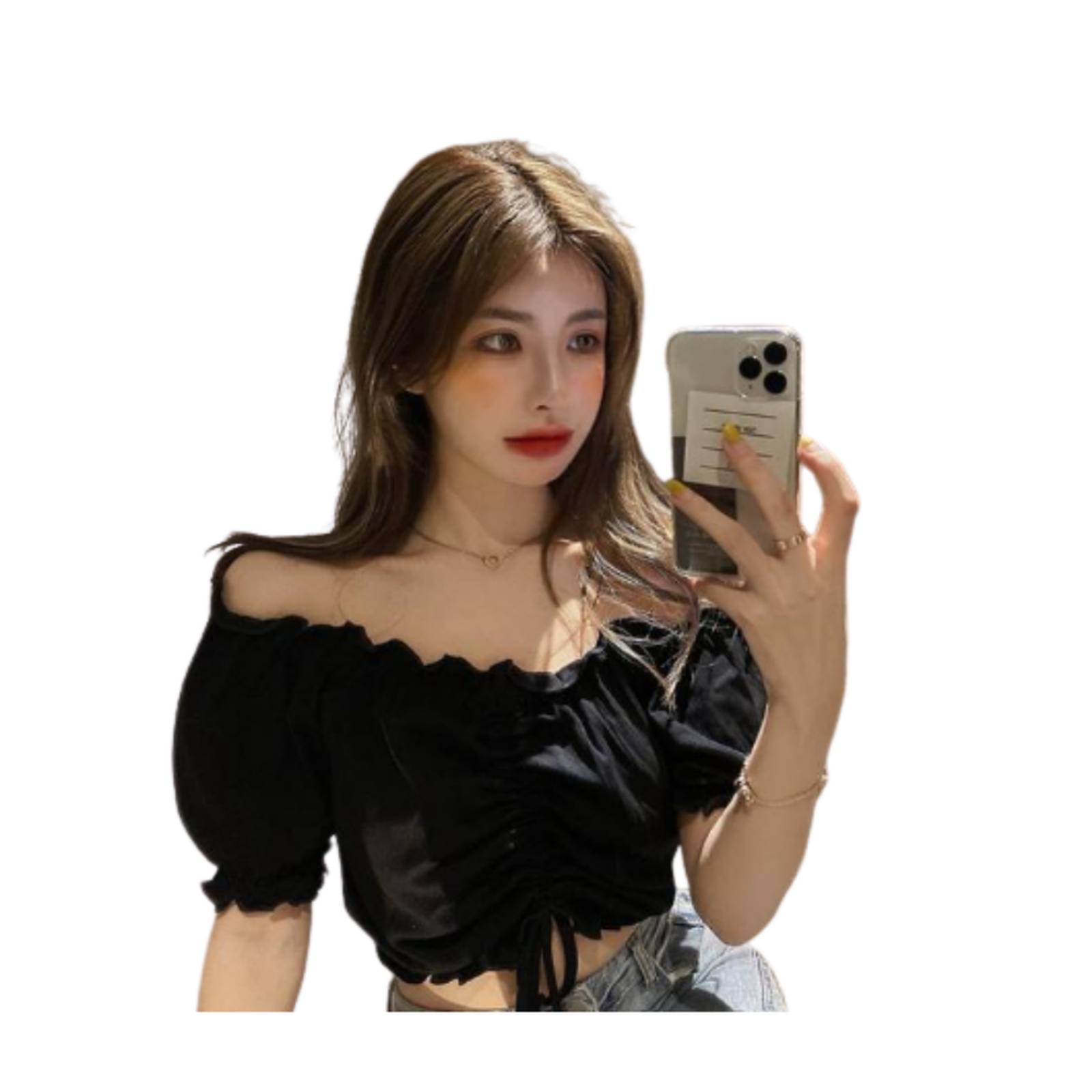 Blusa Crop Top Con Volantes Moda Mujer Verano M-065 