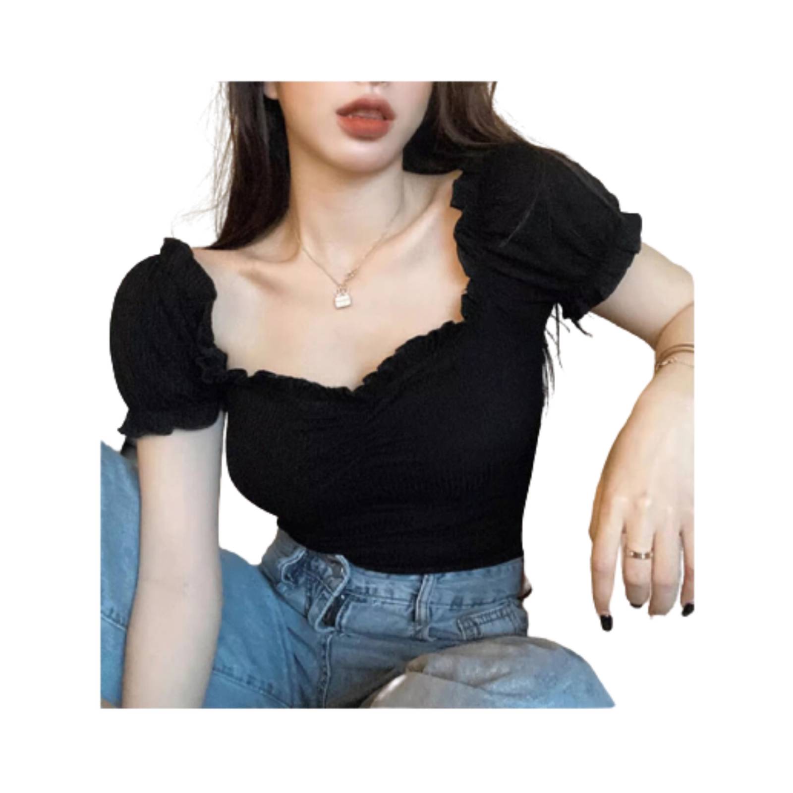 Blusa Crop Top Con Volantes Moda Mujer Verano M-065 