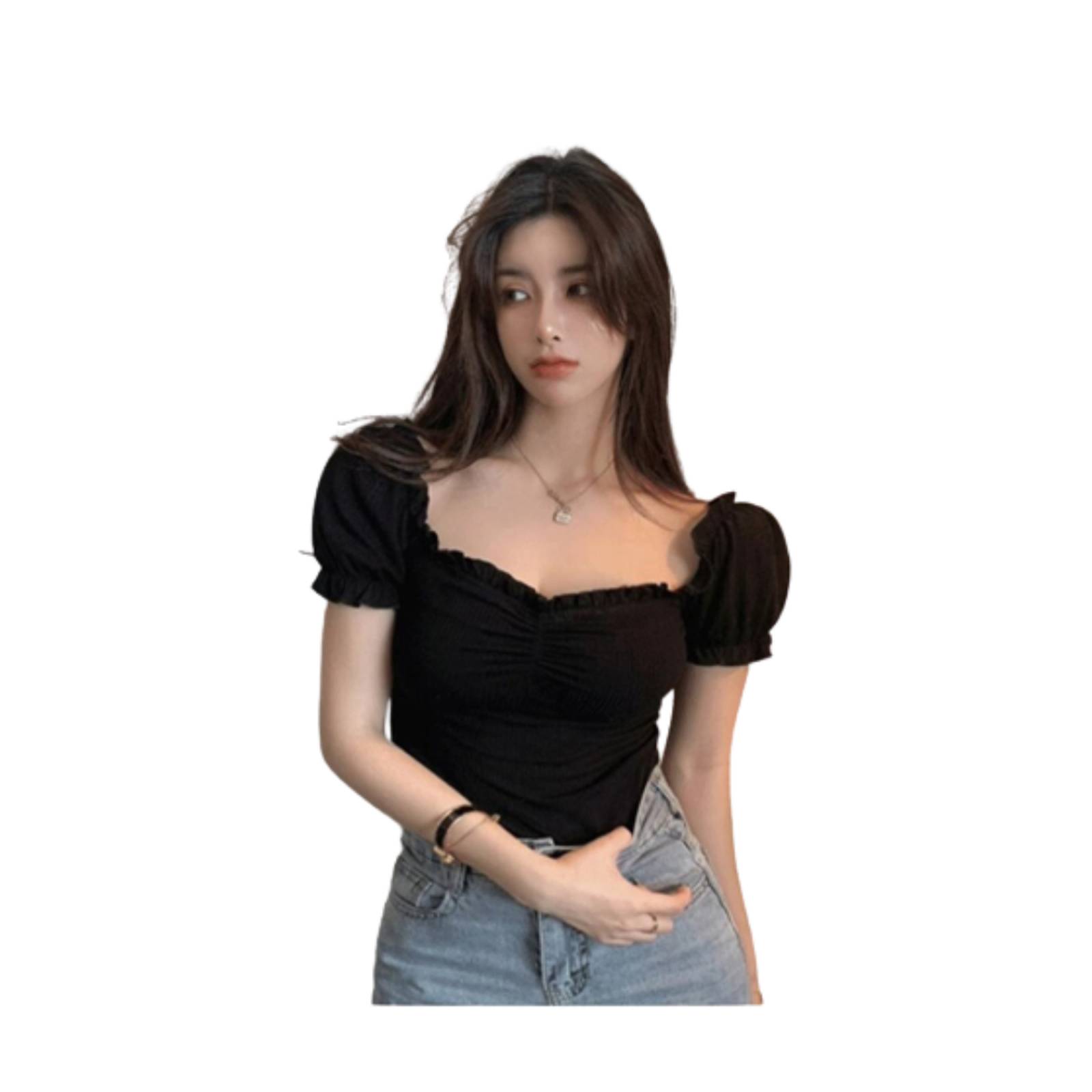 Blusa Crop Top Con Volantes Moda Mujer Verano M-065 