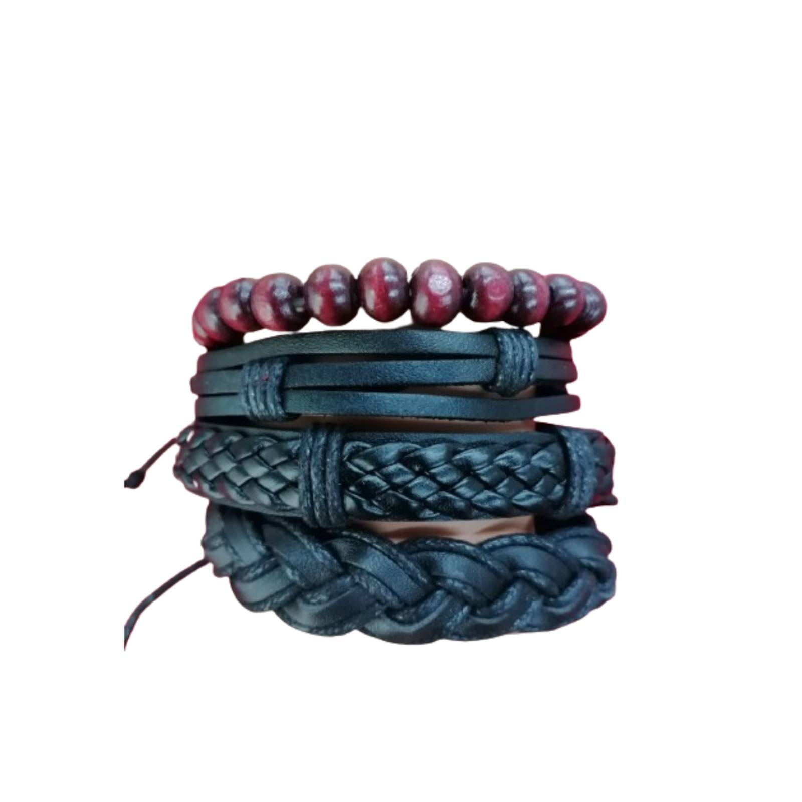 Pulsera de Cuero Perlas Rojas A24-00028 Multicolor MEDIANO