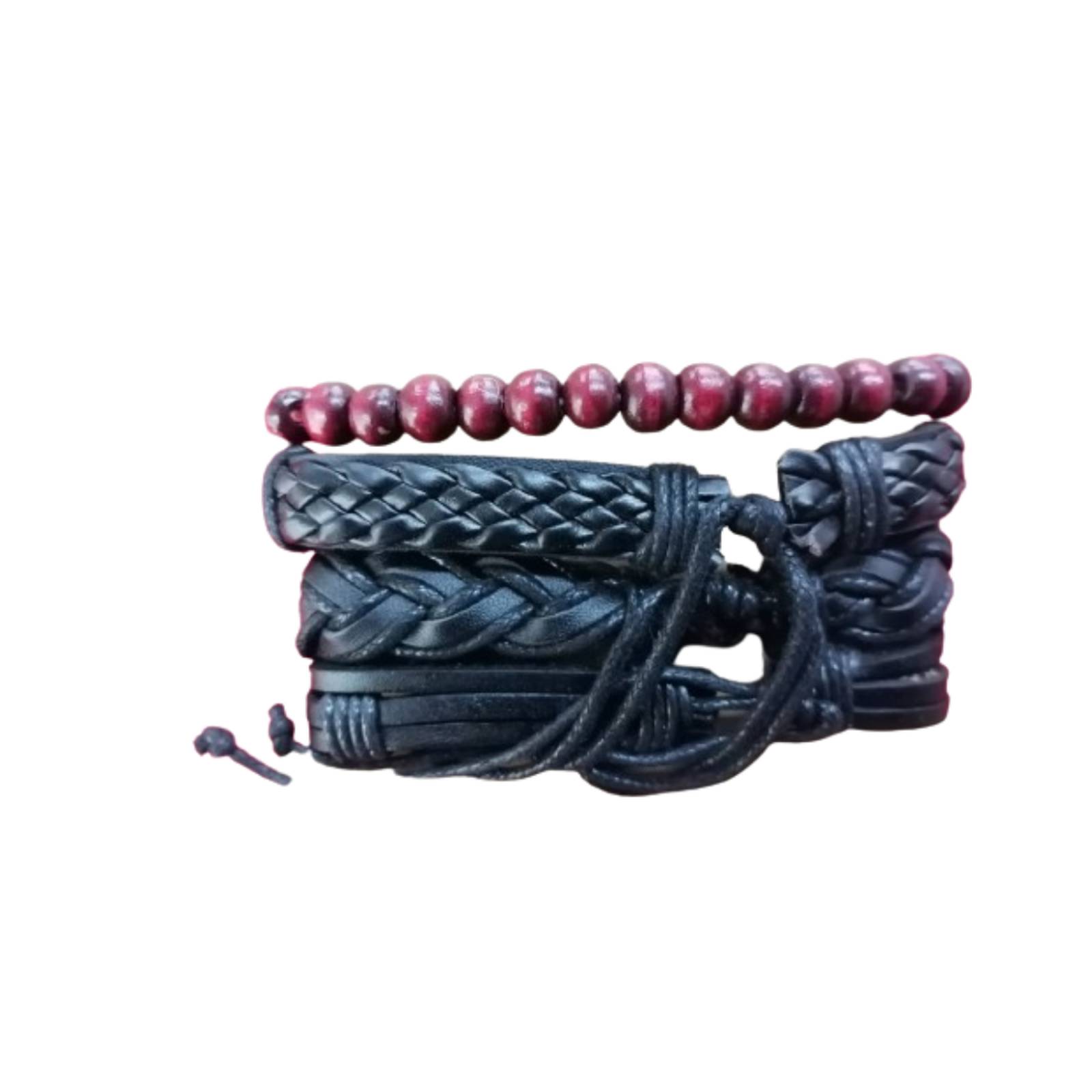 Pulsera de Cuero Perlas Rojas A24-00028 Multicolor MEDIANO