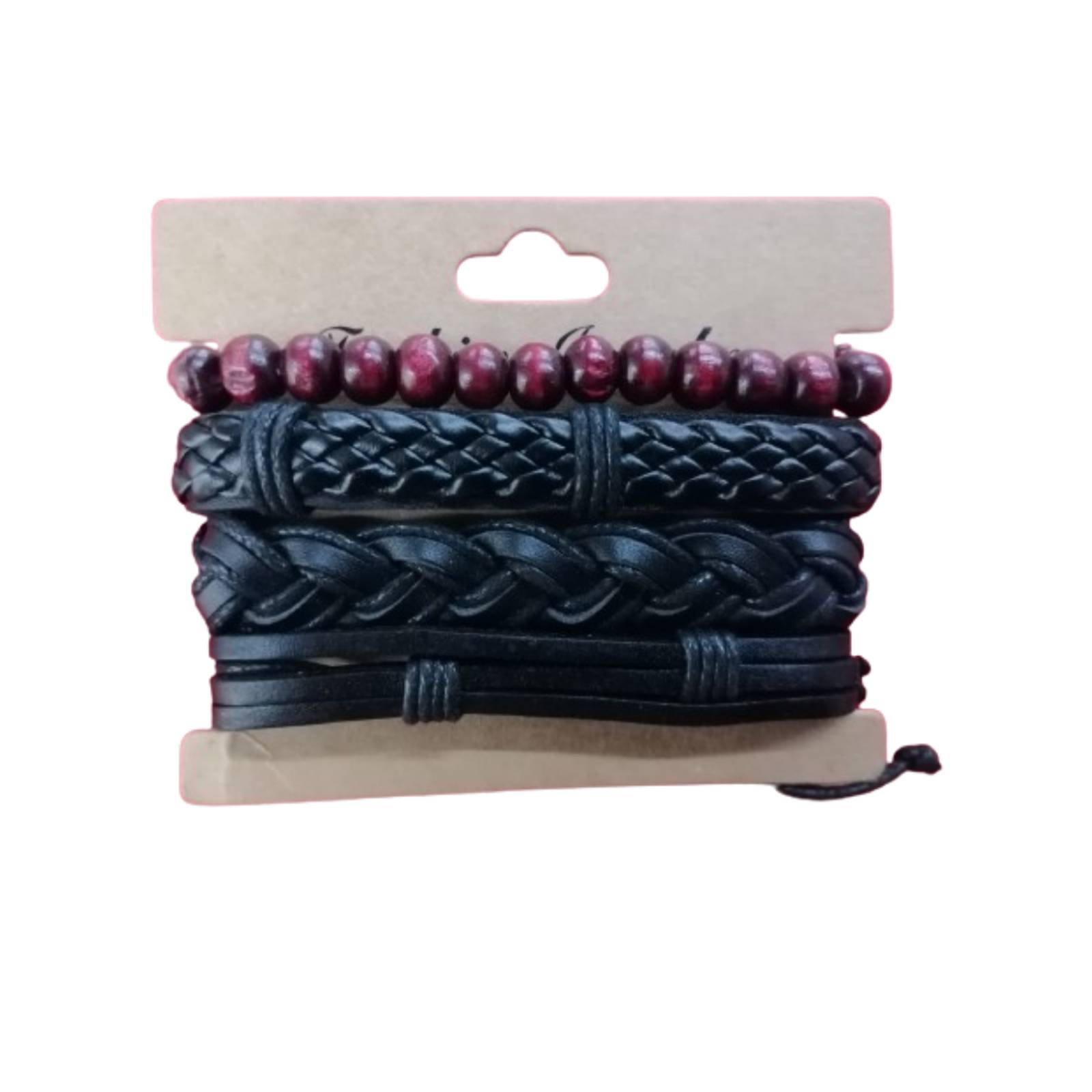 Pulsera de Cuero Perlas Rojas A24-00028 Multicolor MEDIANO