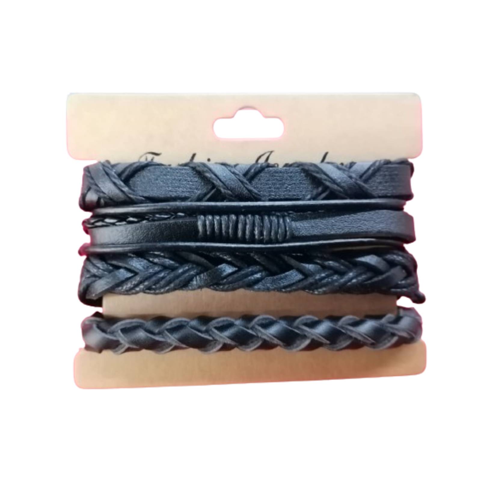 Pulsera de Cuero Negro Trenzado A24-00015 MEDIANO