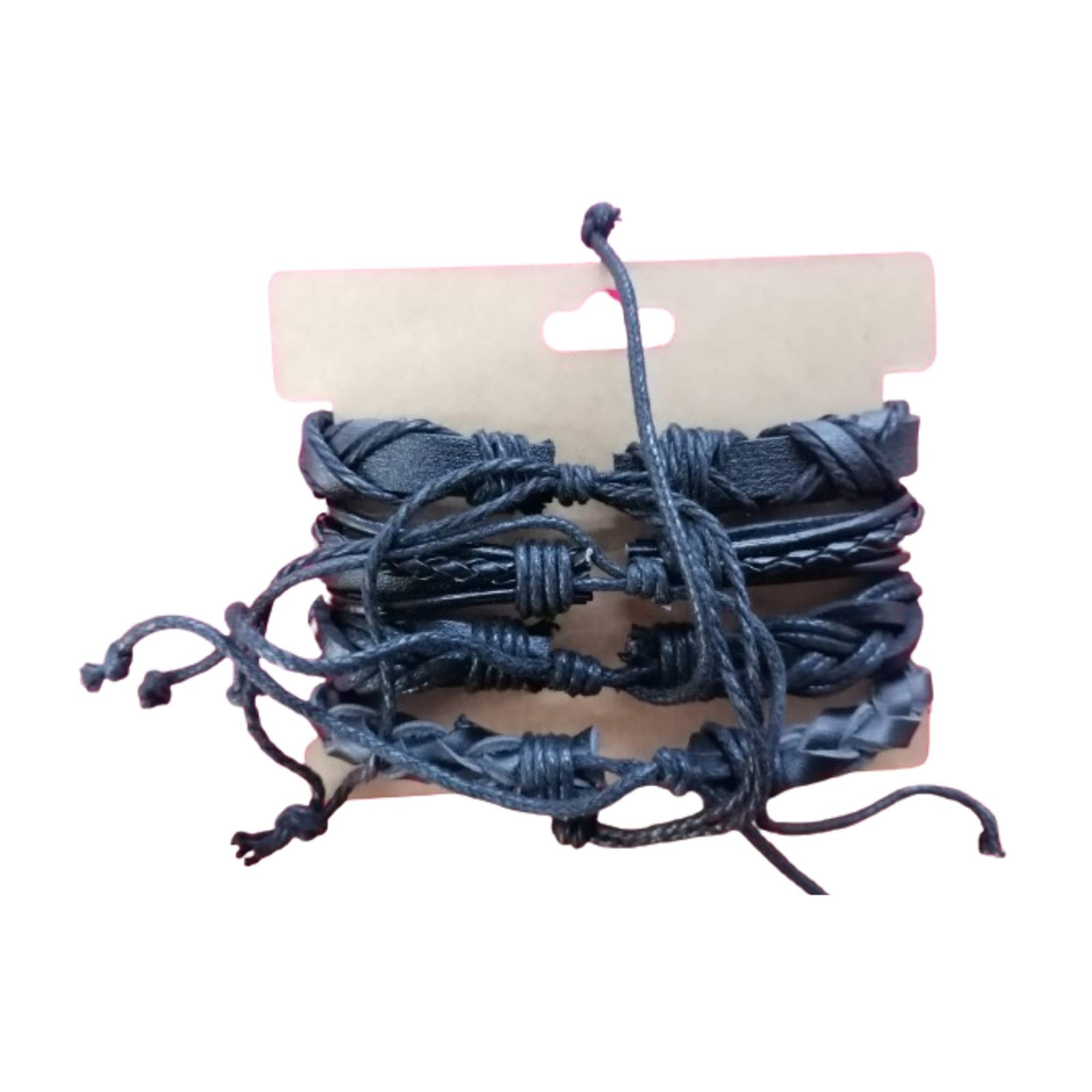 Pulsera de Cuero Negro Trenzado A24-00015 MEDIANO