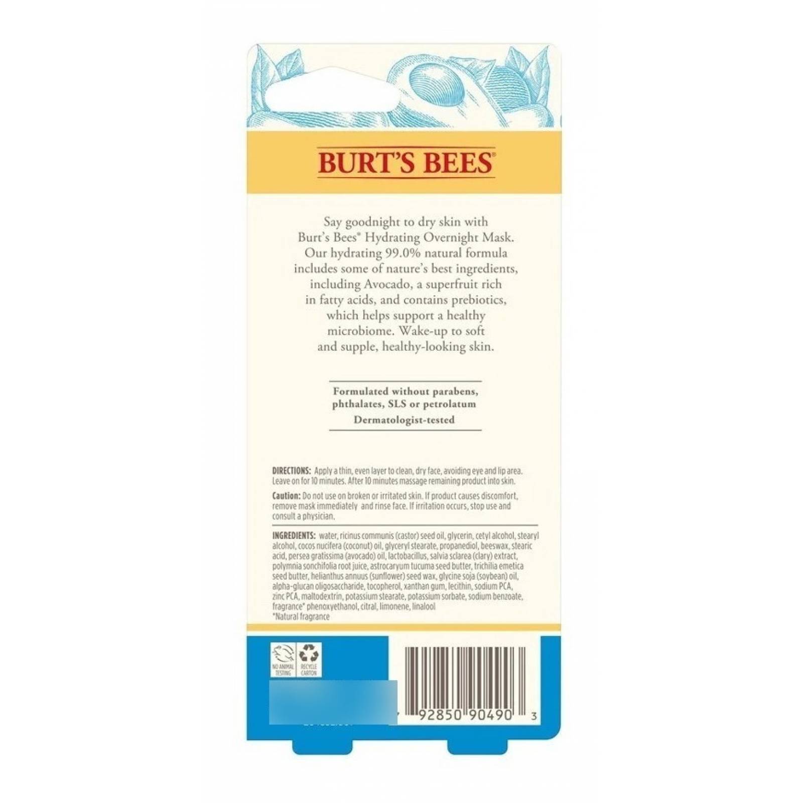 Mascarilla Facial Nocturna Hidratante Burt's Bees 161 G